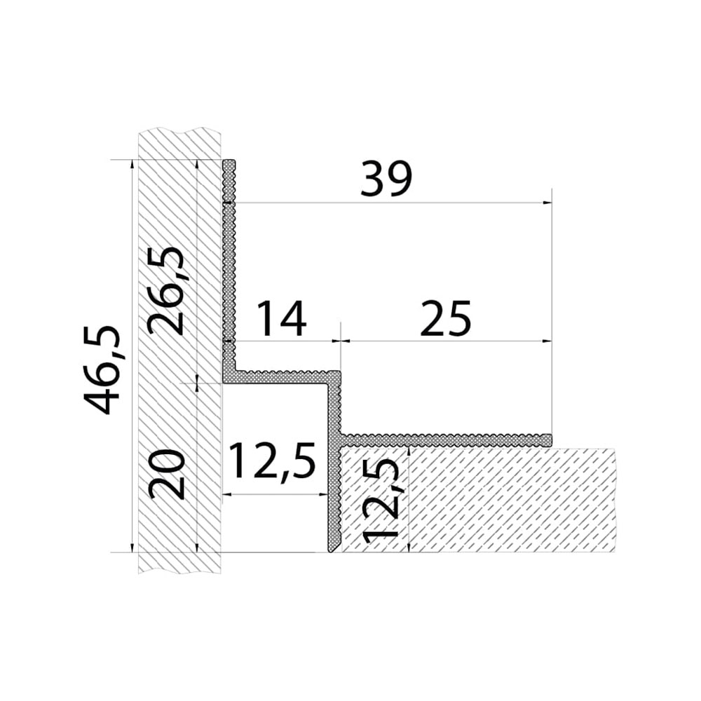 ALUMINIUM SHADOW JOINT PROFILE 10 MM