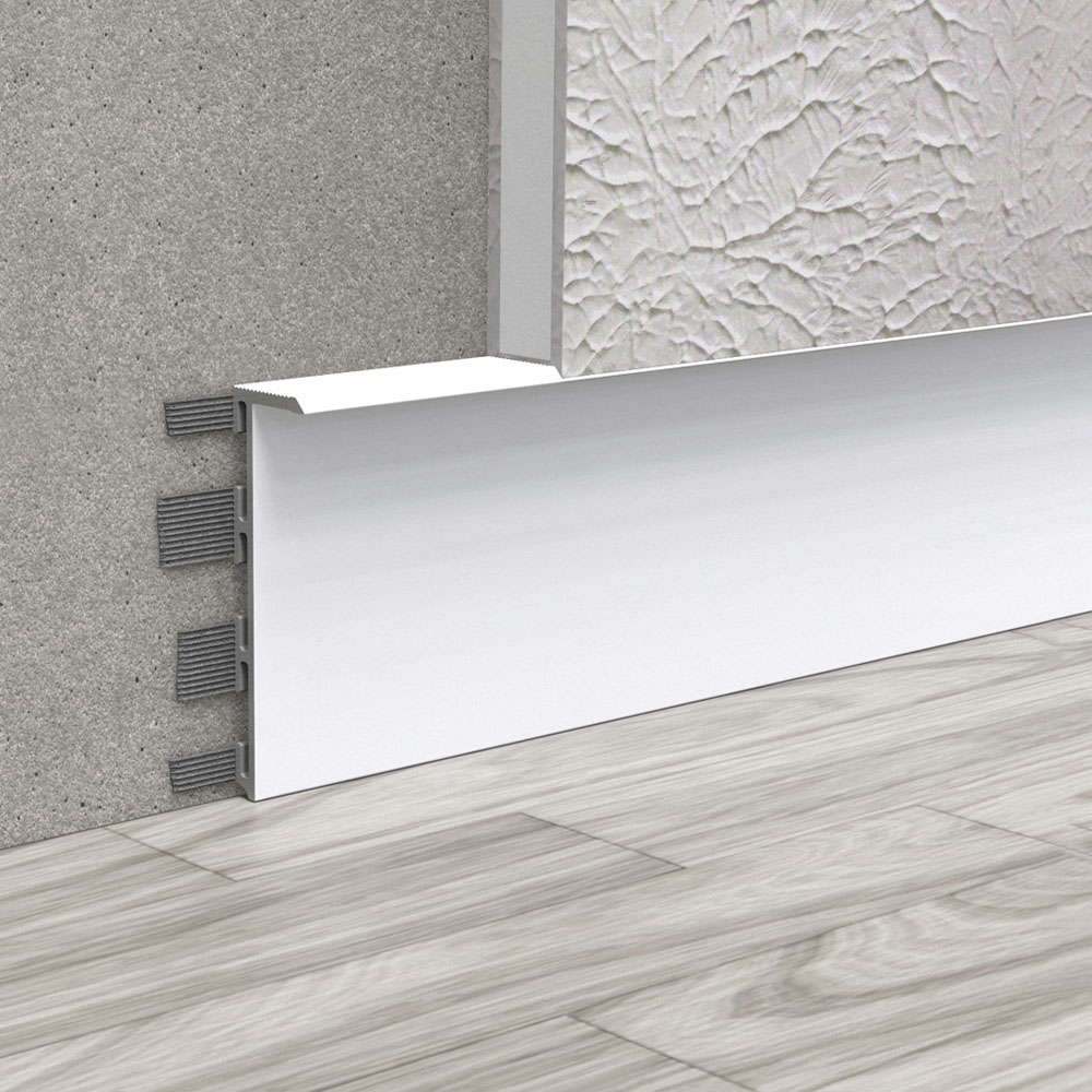 FLUSH-MOUNTED ALUMINIUM SKIRTING BOARD, 53 MM