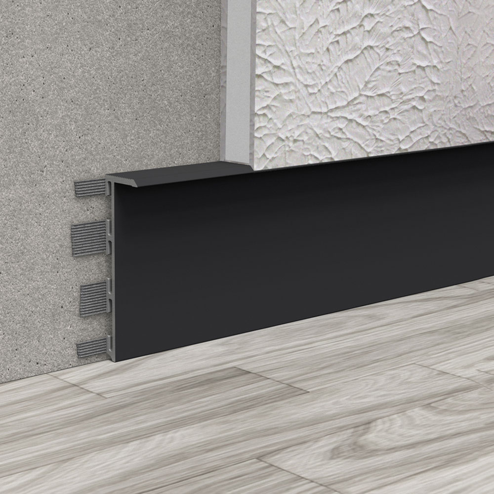 FLUSH-MOUNTED ALUMINIUM SKIRTING BOARD, 53 MM