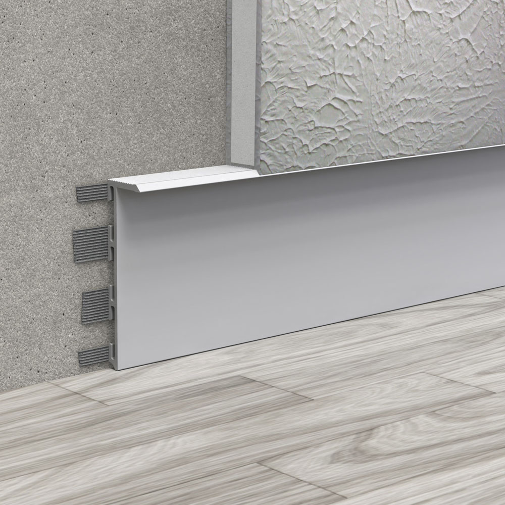FLUSH-MOUNTED ALUMINIUM SKIRTING BOARD, 53 MM