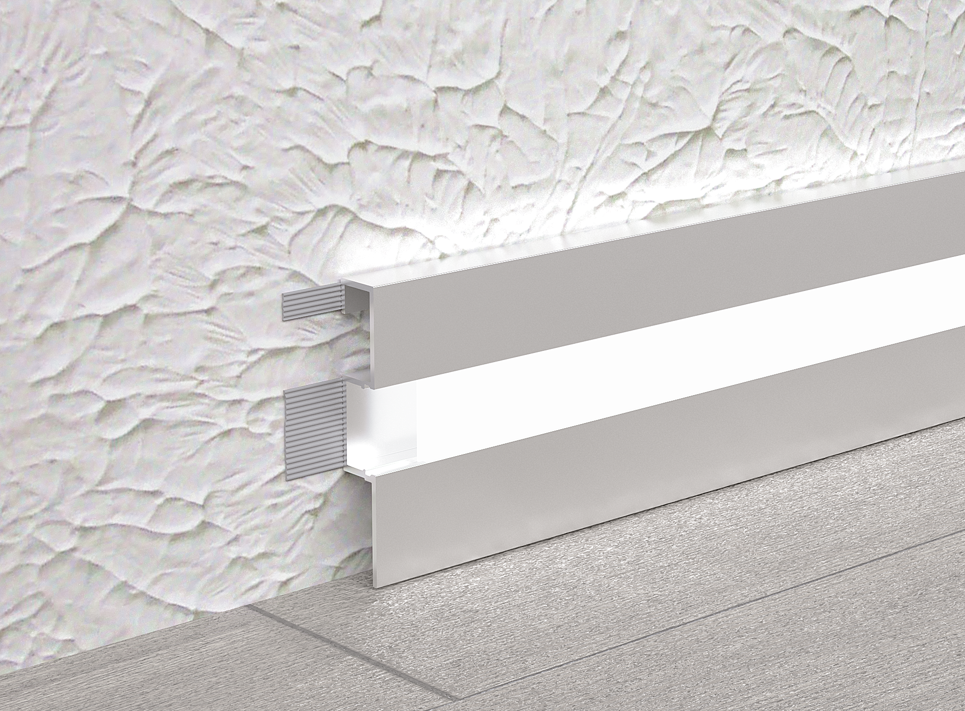 SURFACE-MOUNTED SQUARE SKIRTING BOARD WITH LED LIGHTING, 60 MM