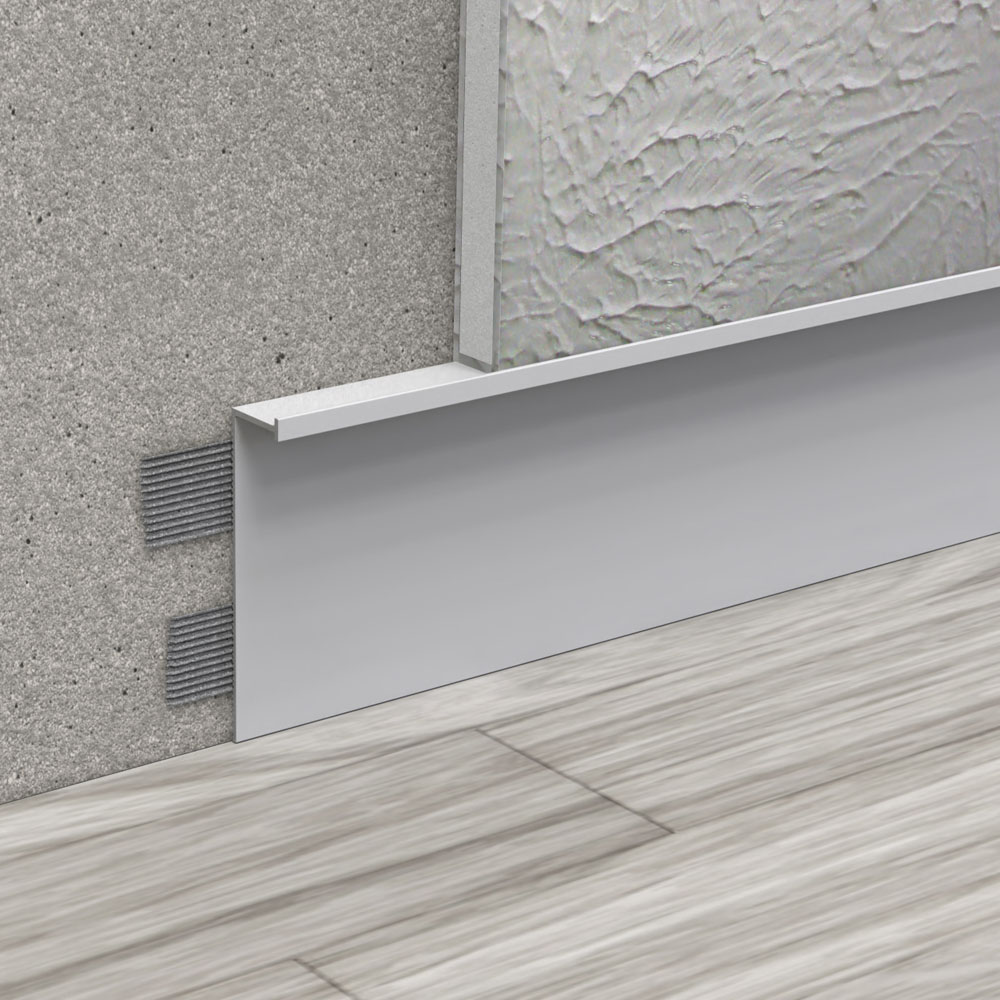 FLUSH-MOUNTED ALUMINIUM SKIRTING BOARD, 70 MM
