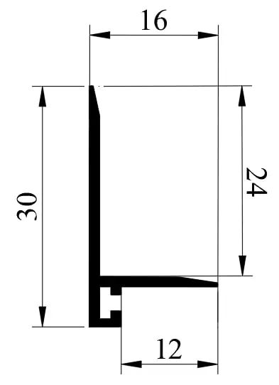 OVERHEAD ALUMINIUM SKIRTING BOARD, 24 MM