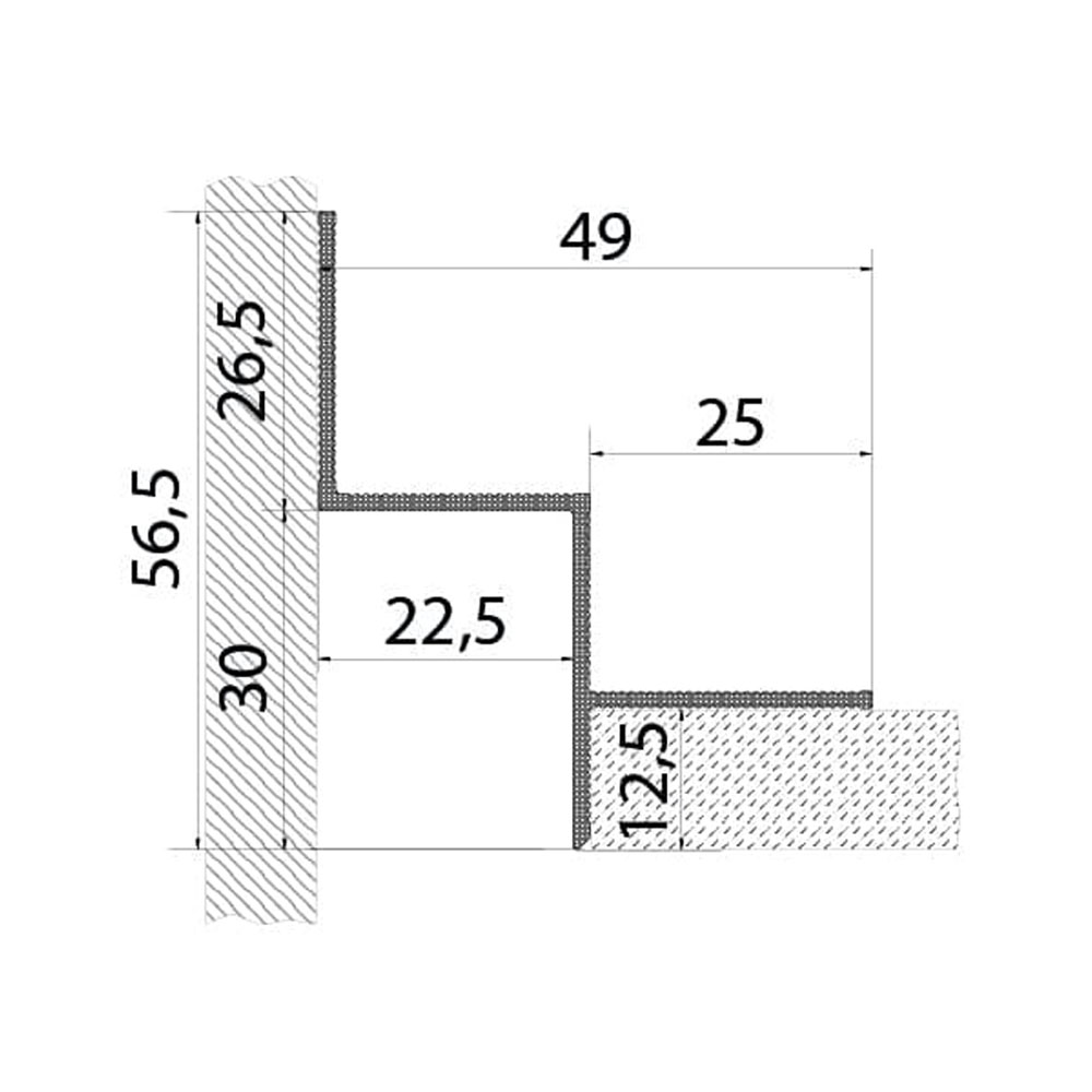 ALUMINIUM SHADOW JOINT PROFILE 20 MM