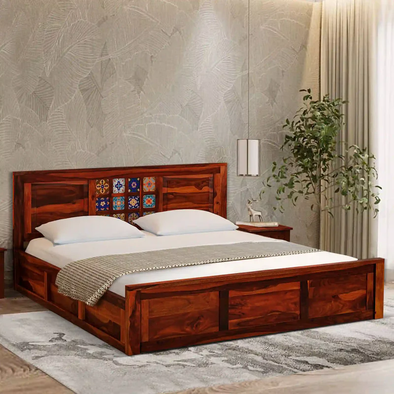 Wooden King Size Bed with Headboard
