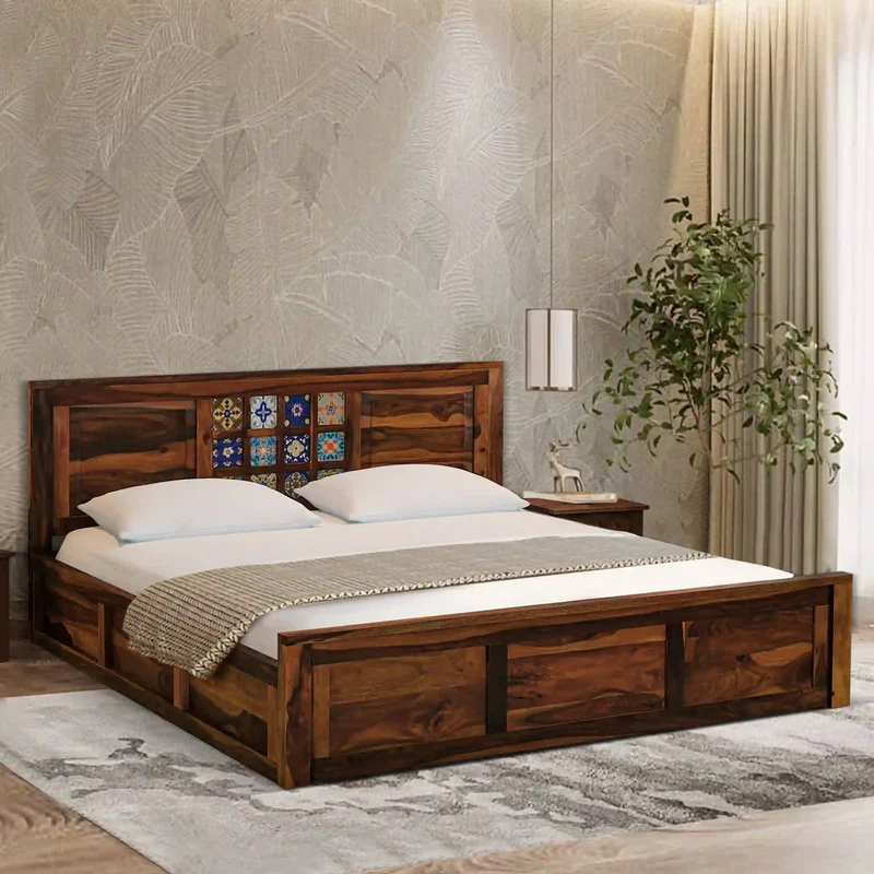 Wooden King Size Bed with Headboard