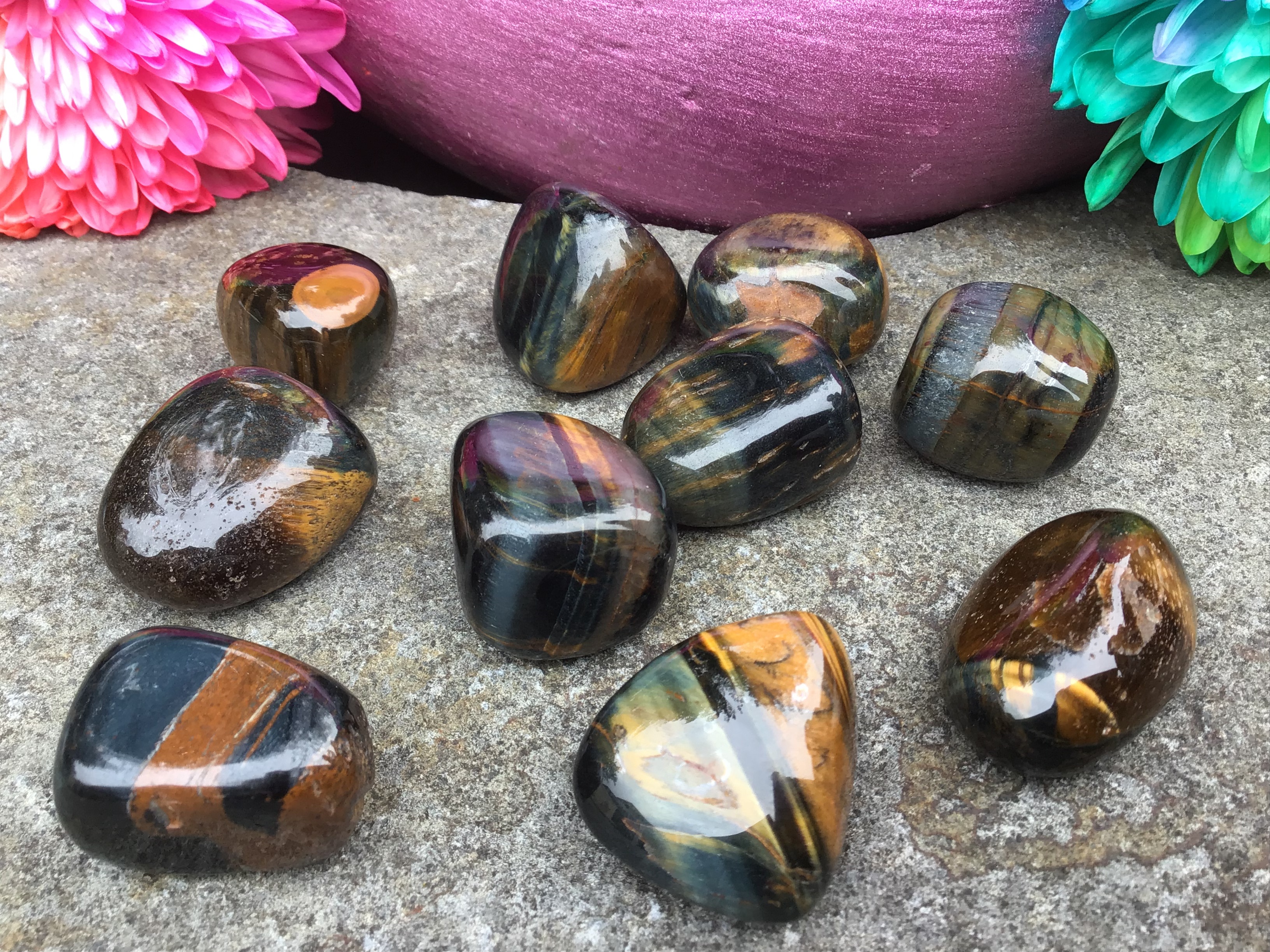 Blue and Gold Tigers Eye - Tumbled Stone