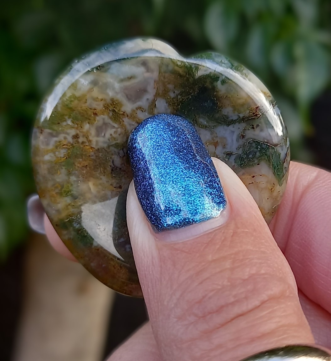 Moss Agate – Heart Worry Stone