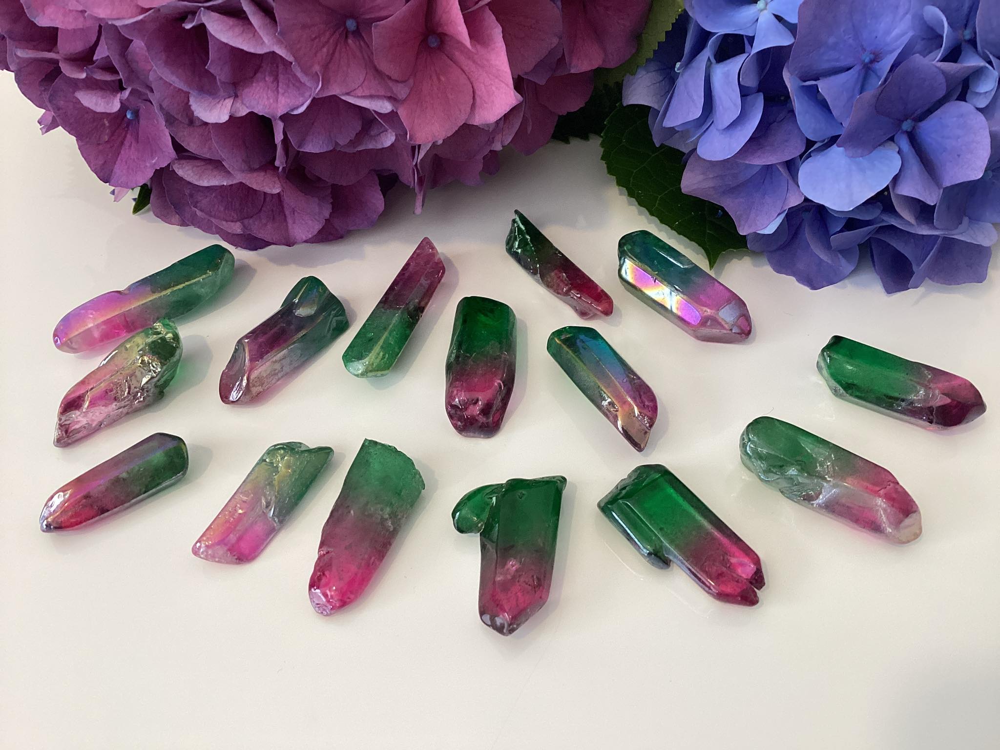 Green / Pink Aura - Quartz Point