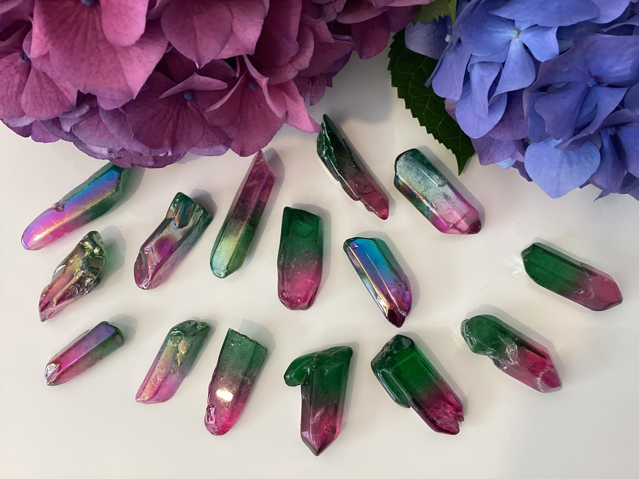 Green / Pink Aura - Quartz Point