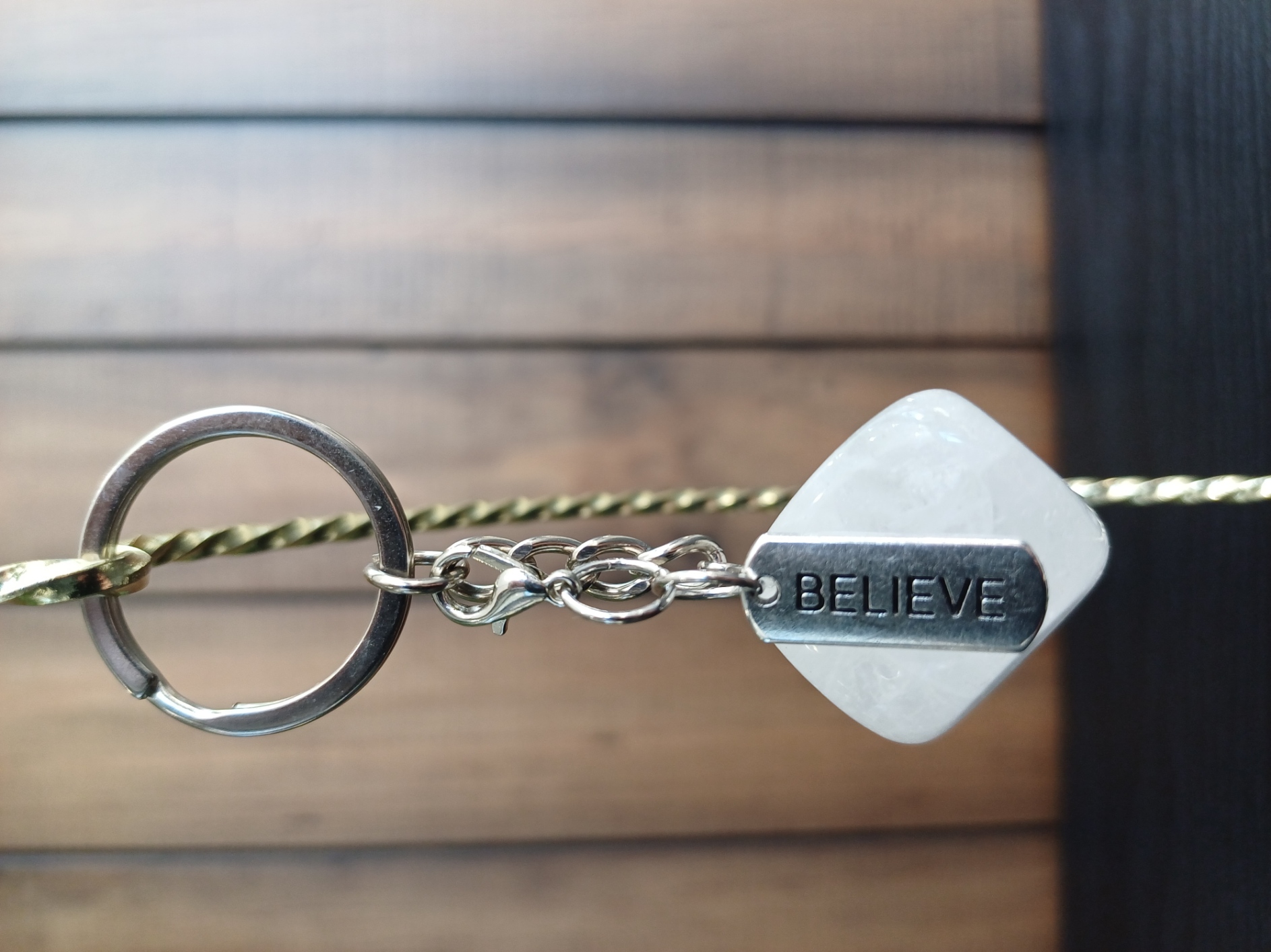 Clear Quartz – “Believe” – Key Chain