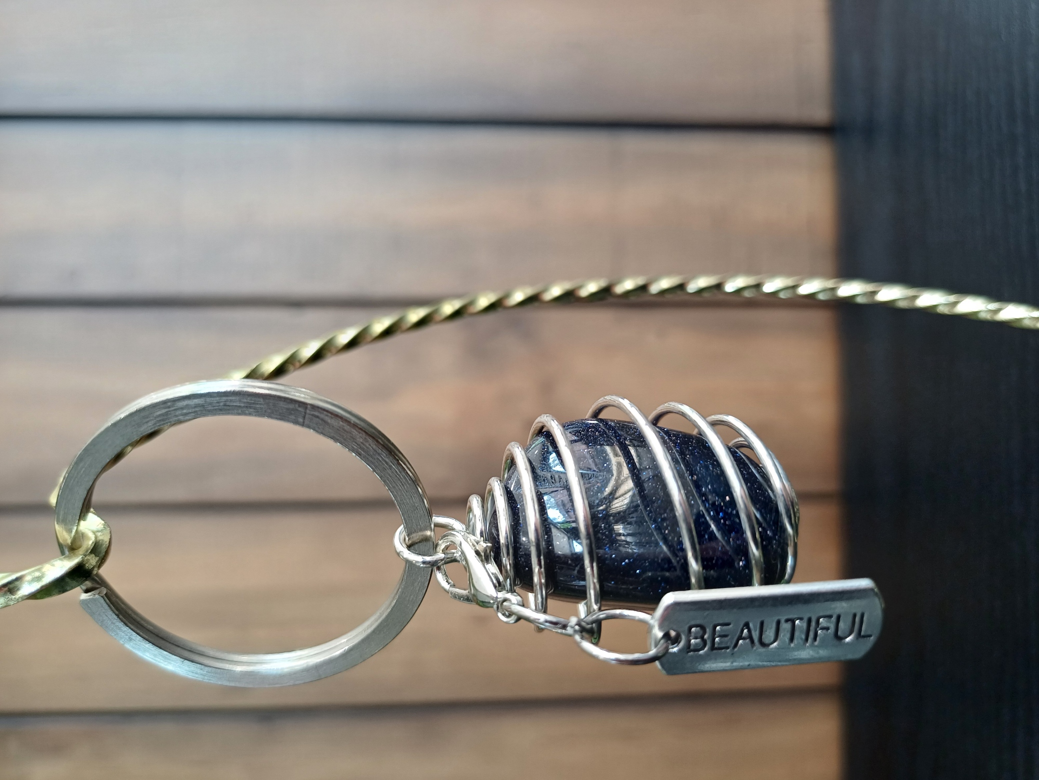 Blue Goldstone – “Beautiful” – Key Chain