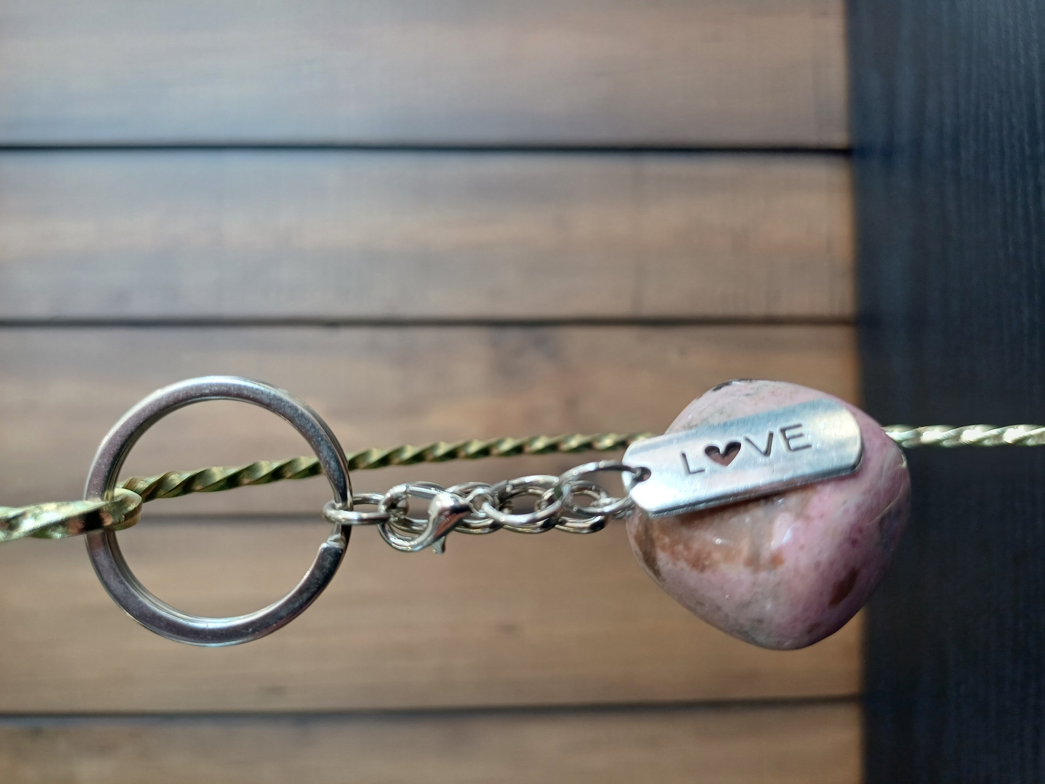 Rhodonite – “Love” – Key Chain