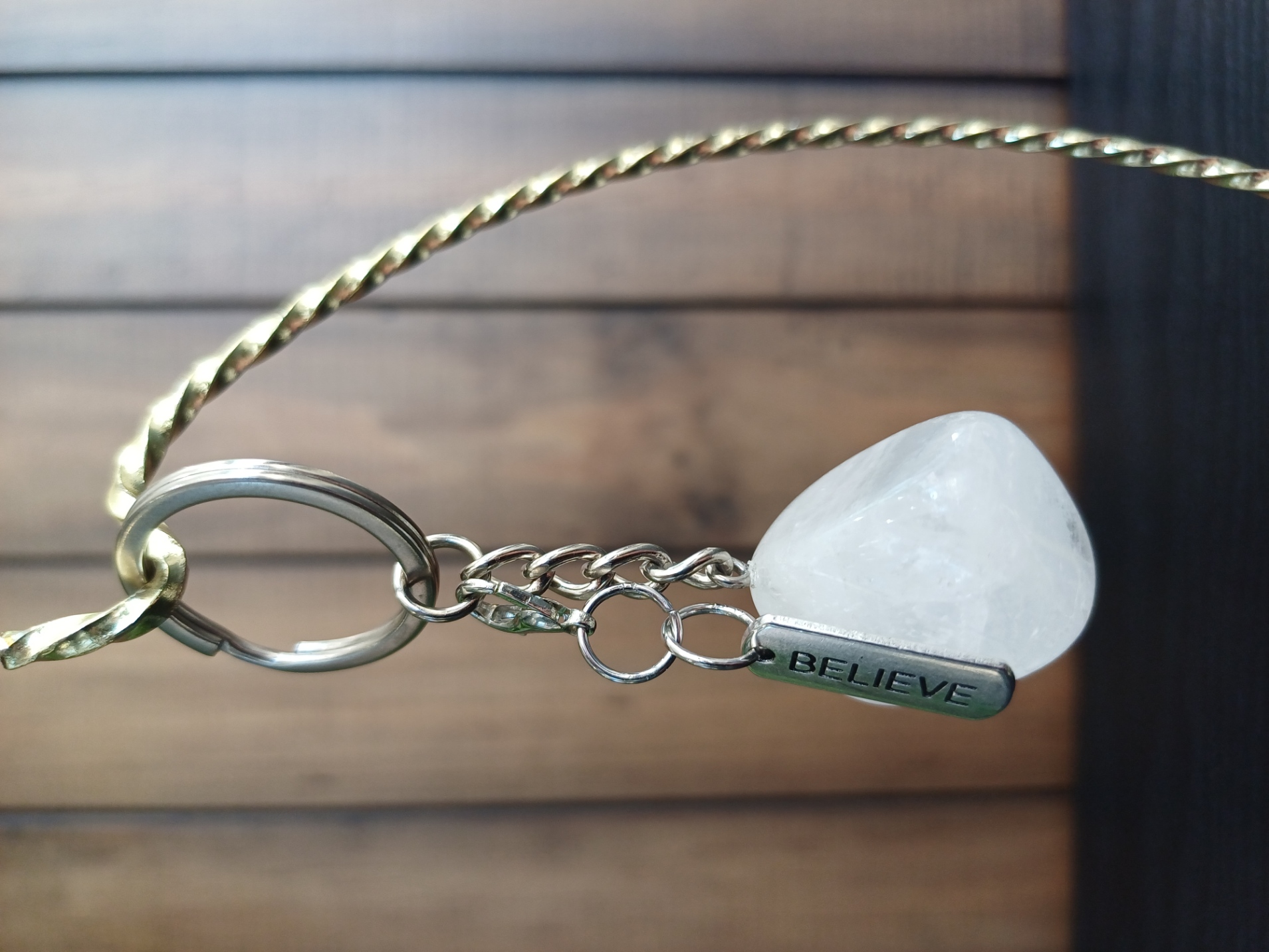 Clear Quartz – “Believe” – Key Chain