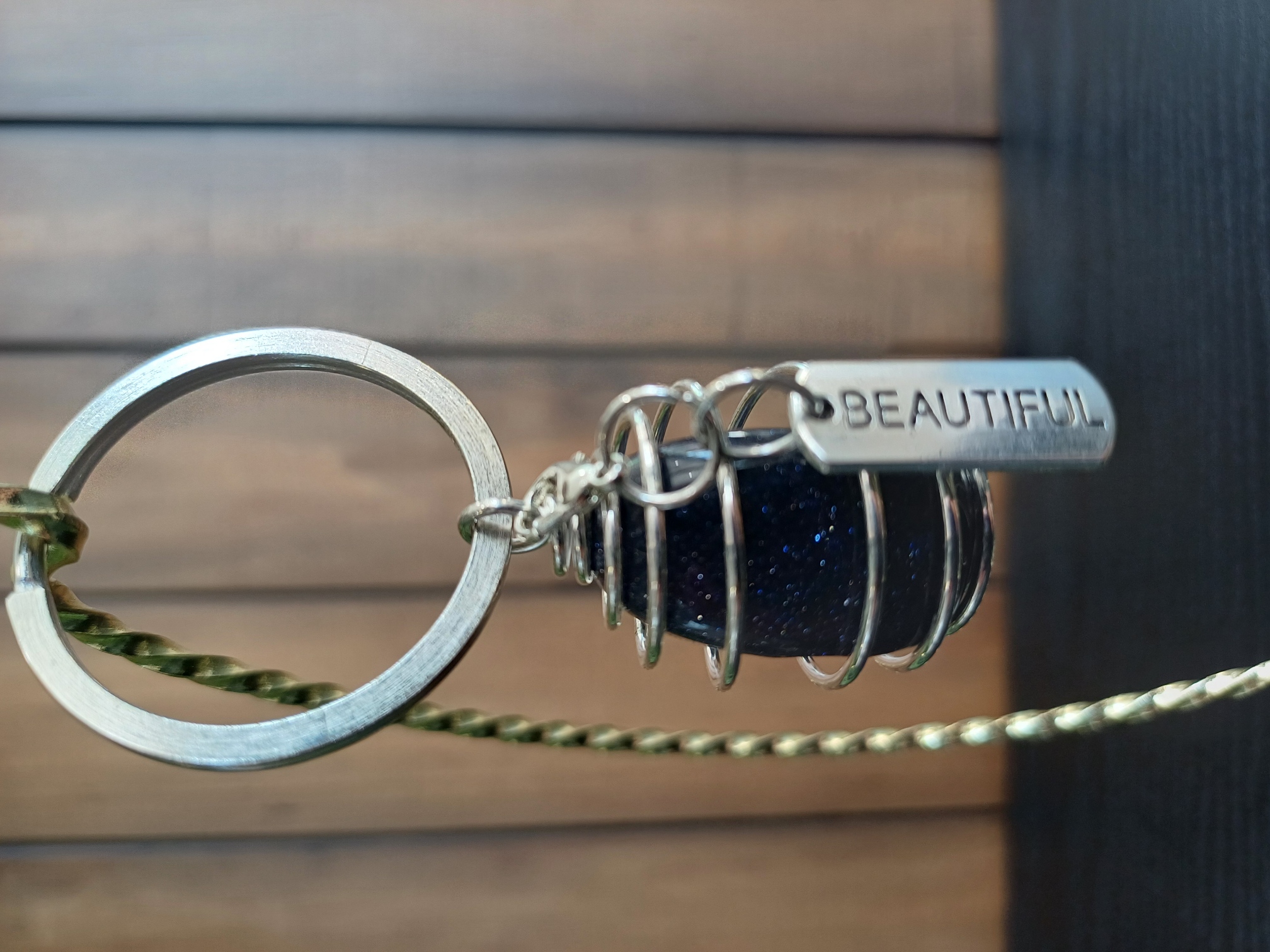 Blue Goldstone – “Beautiful” – Key Chain