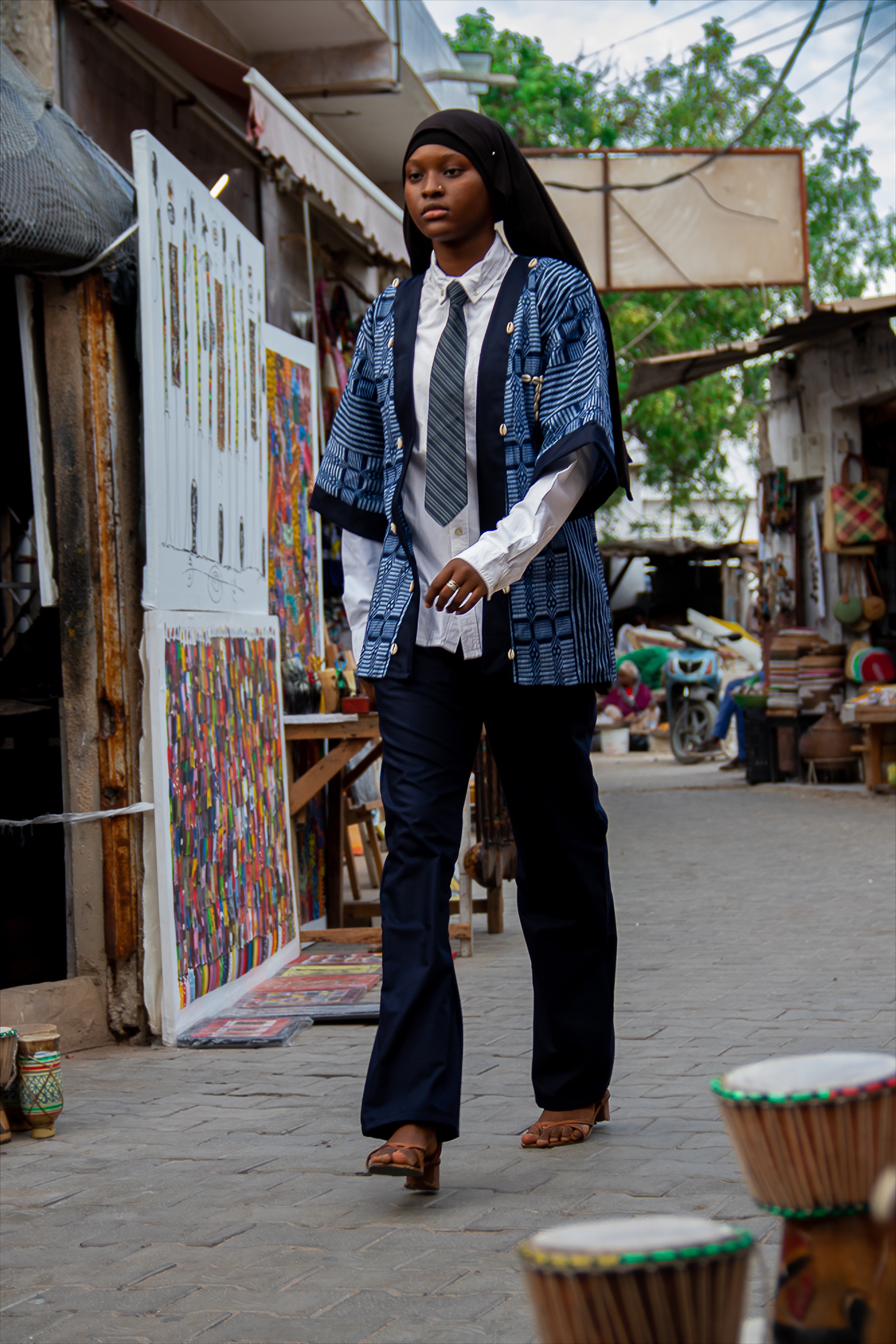 Veste traditionnelle en pagne tissé