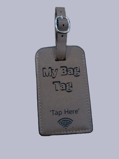 Interactive Leather Luggage Tag.
