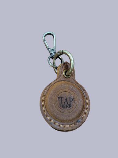 Leather Keychain 'TAP HERE' Interactive Luggage Tag