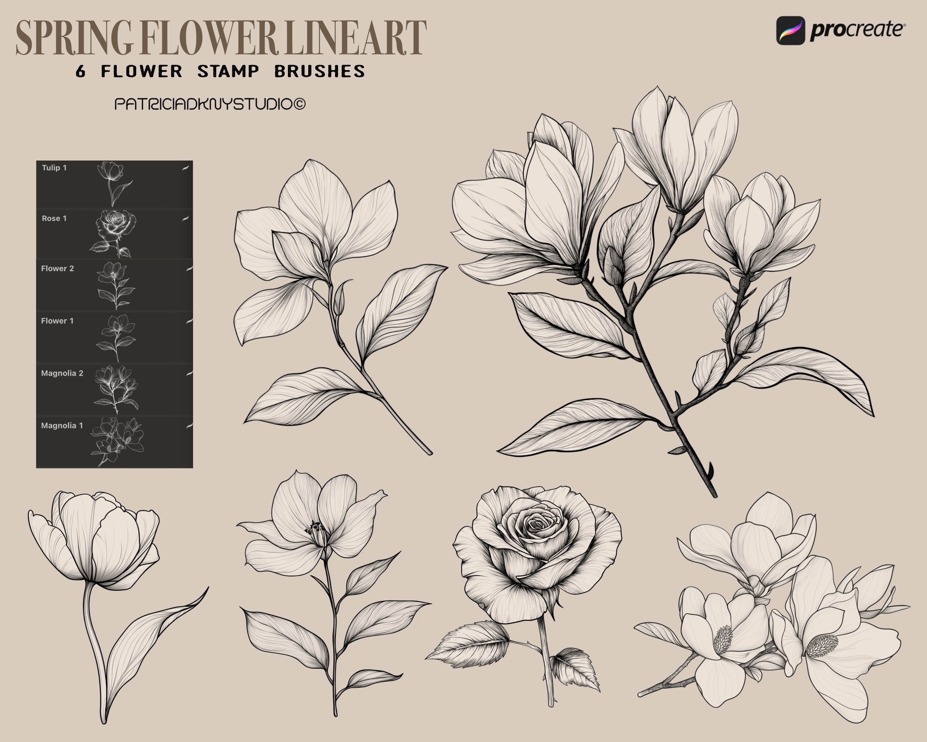 Procreate spring flower brushes