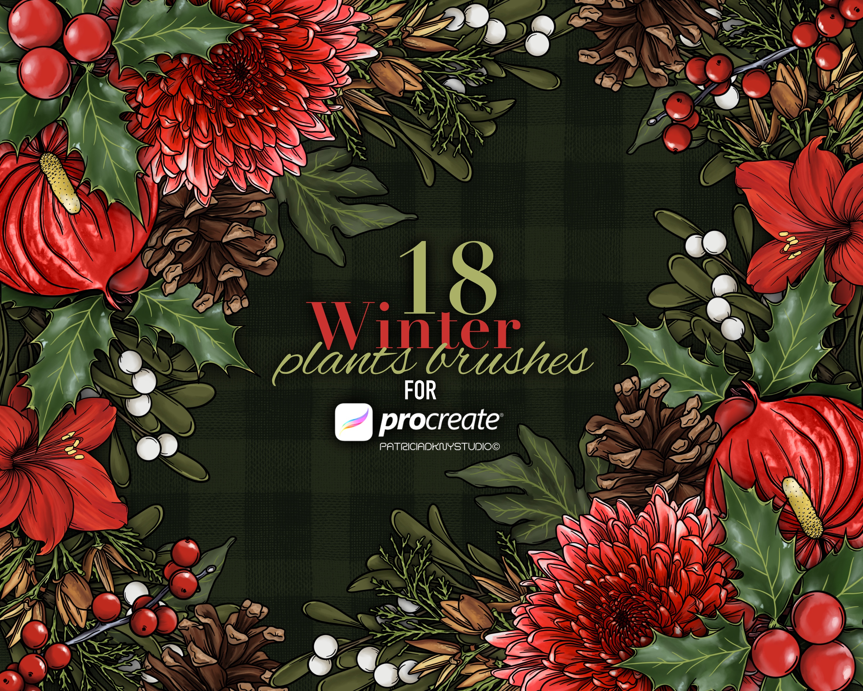 Procreate winter plants brushes