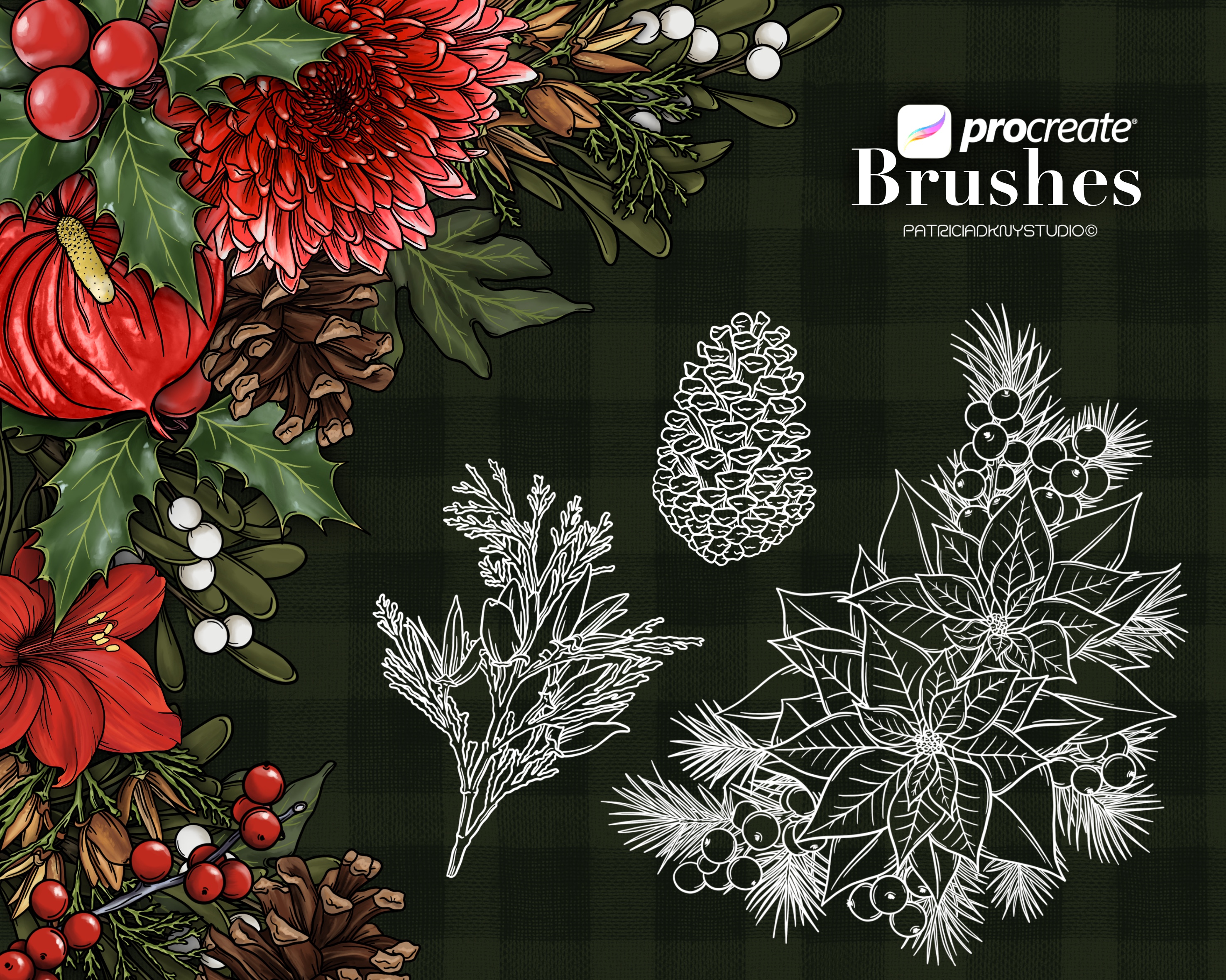 Procreate winter plants brushes