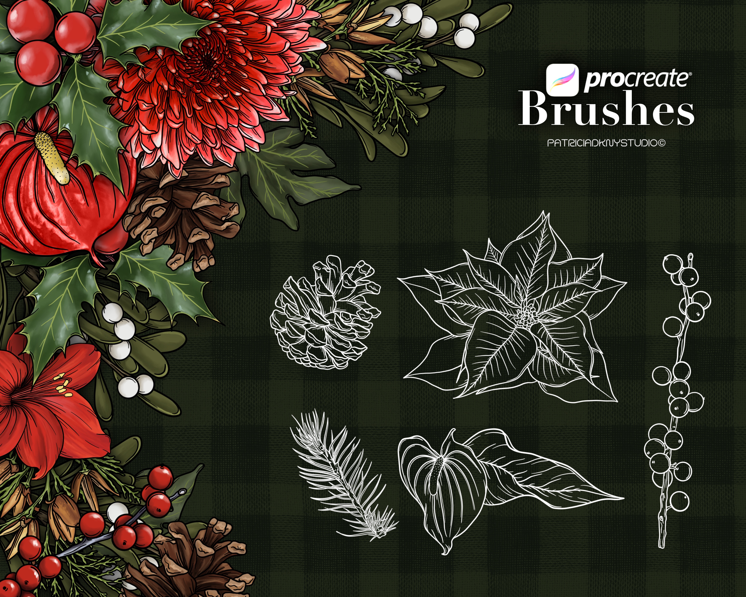 Procreate winter plants brushes