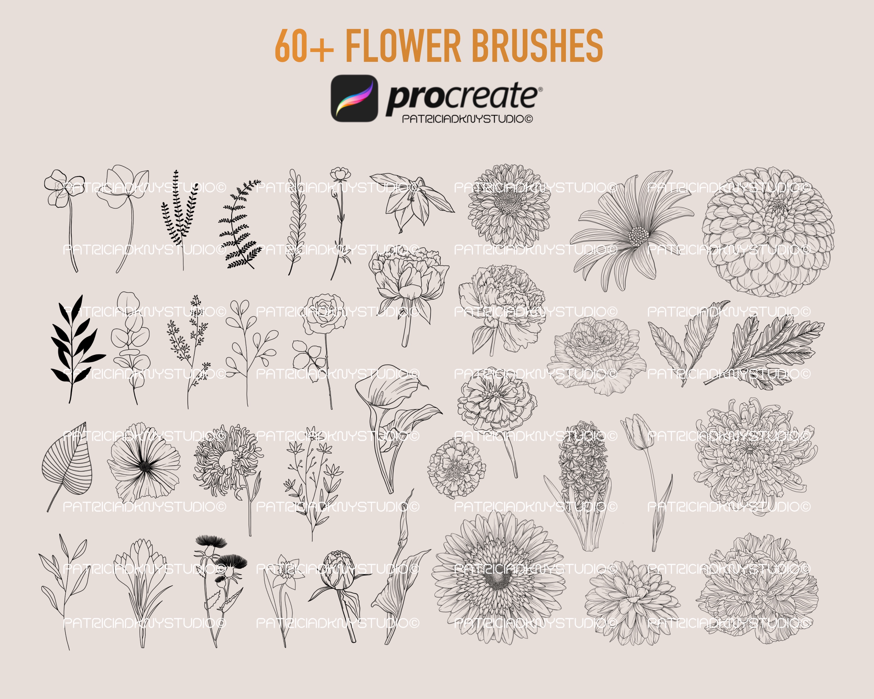 Procreate Flower Brush Bundle