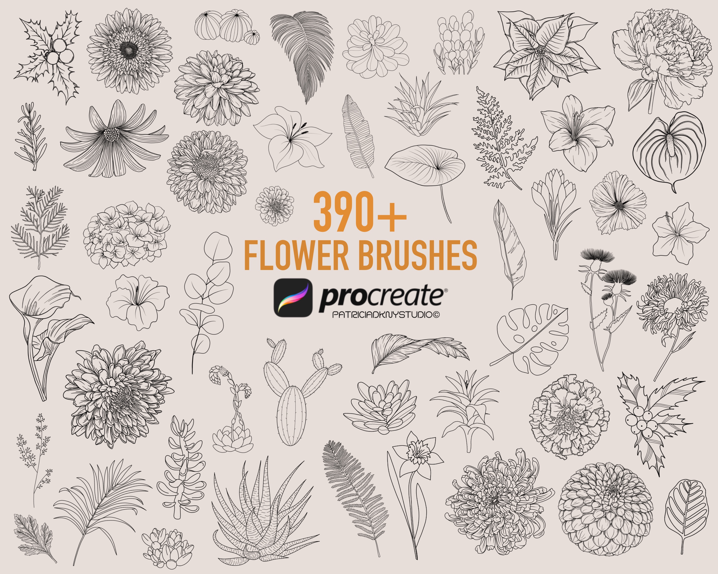 Procreate Flower Brush Bundle