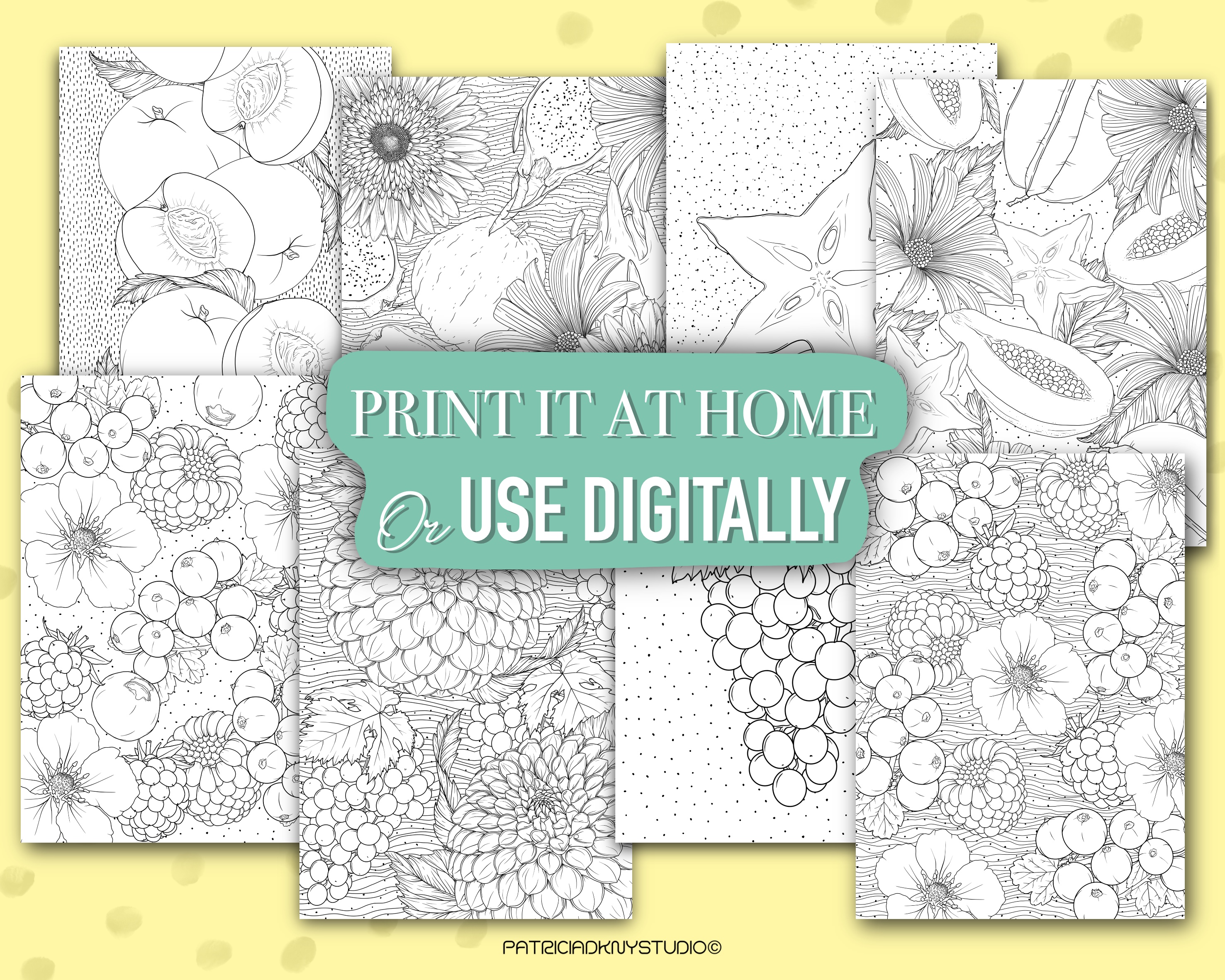 Summer Fruit Coloring Book