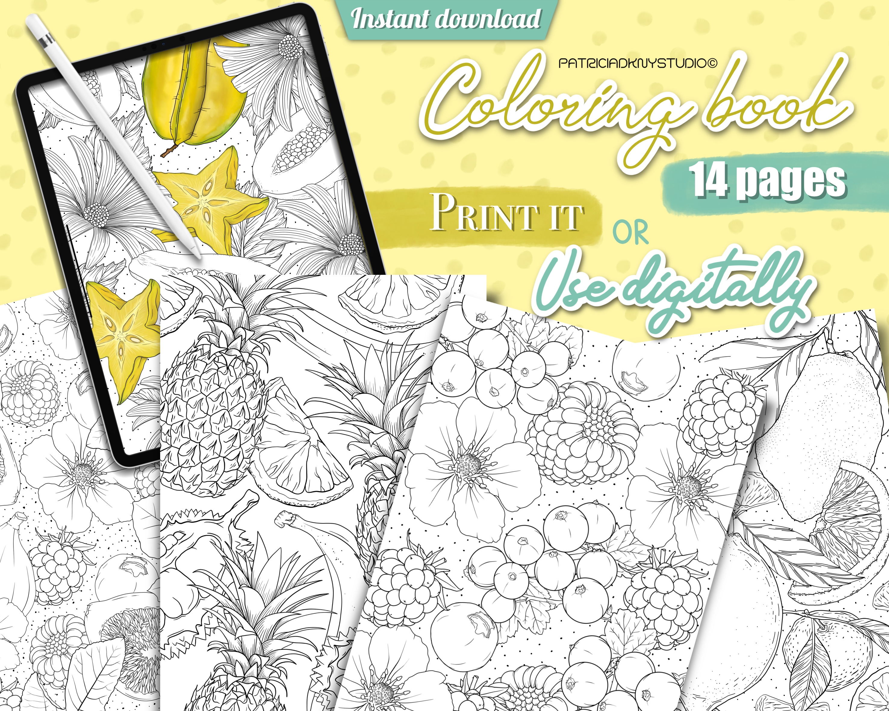 Summer Fruit Coloring Book
