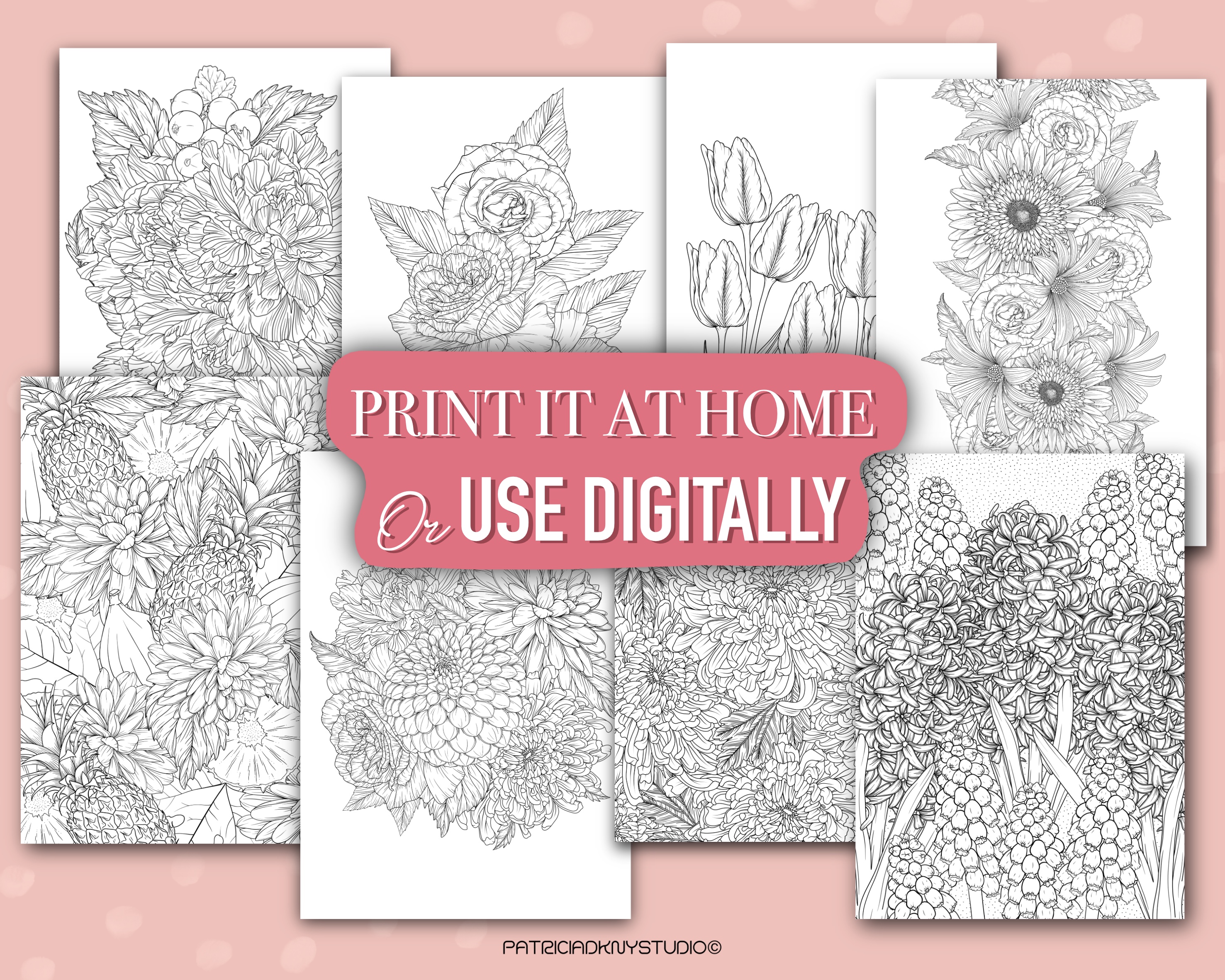 Spring Flower Coloring Book