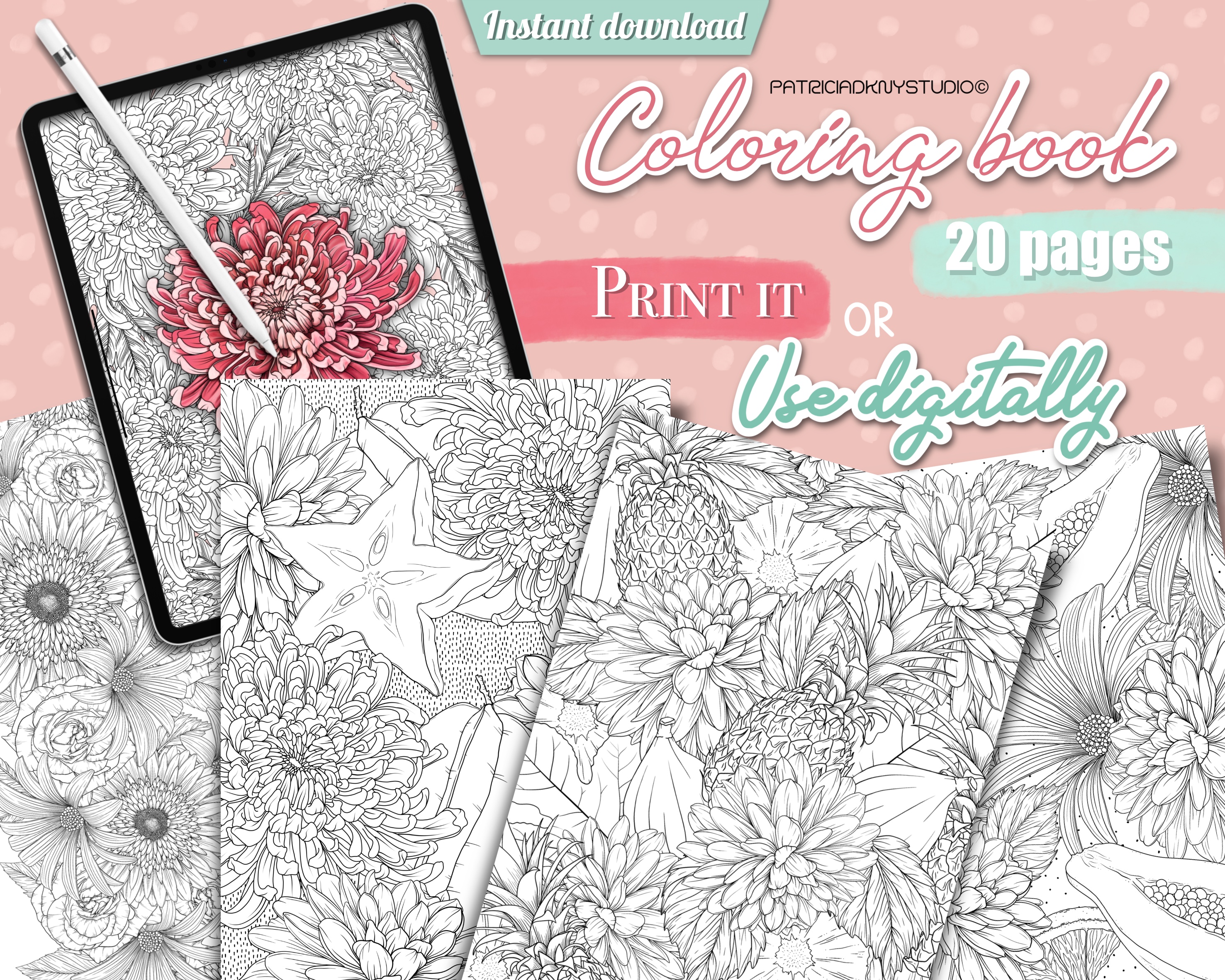 Spring Flower Coloring Book