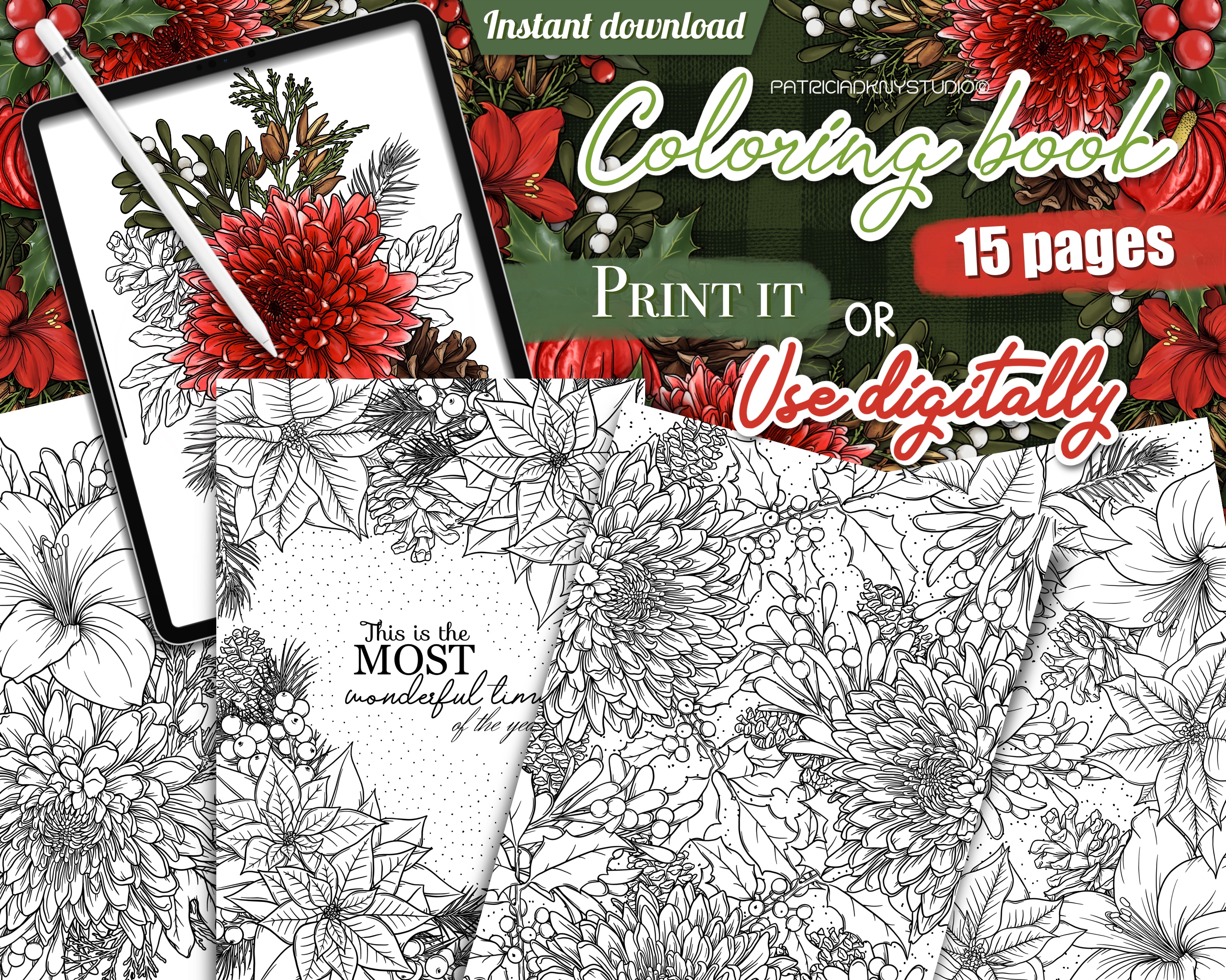 Winter Plants Coloring Book