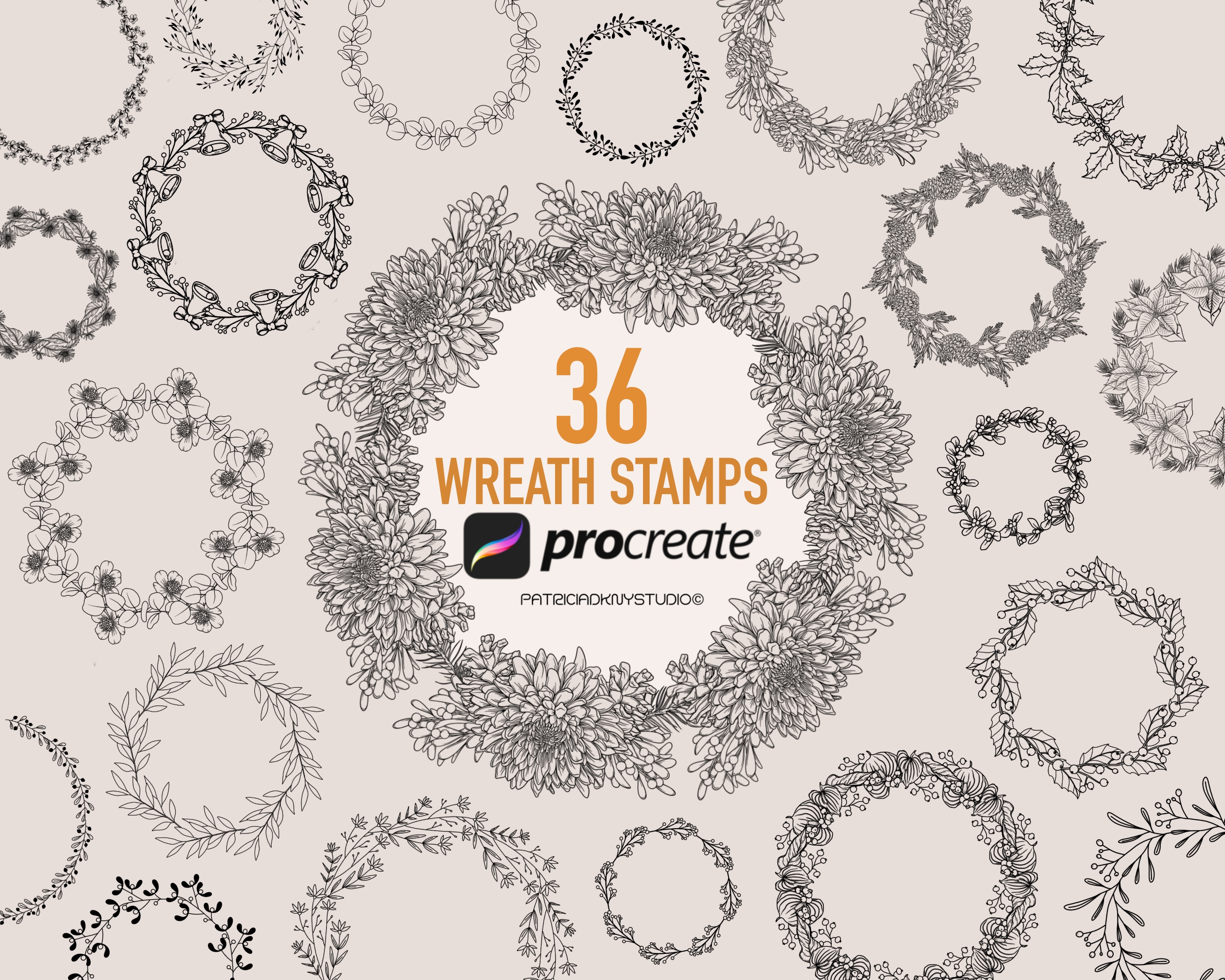 Procreate Wreath Stamp Brushes