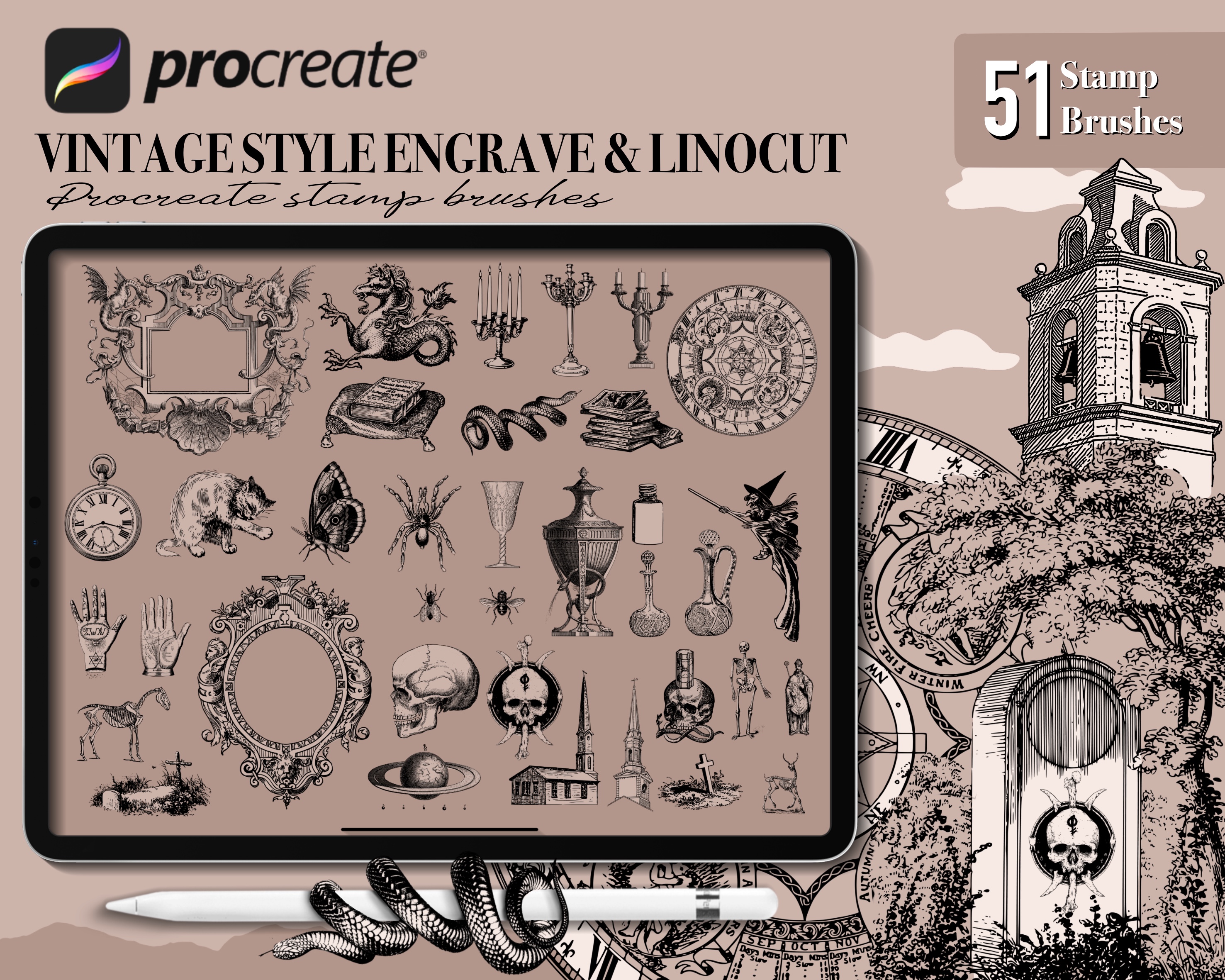 Procreate Vintage Stamp Brushes