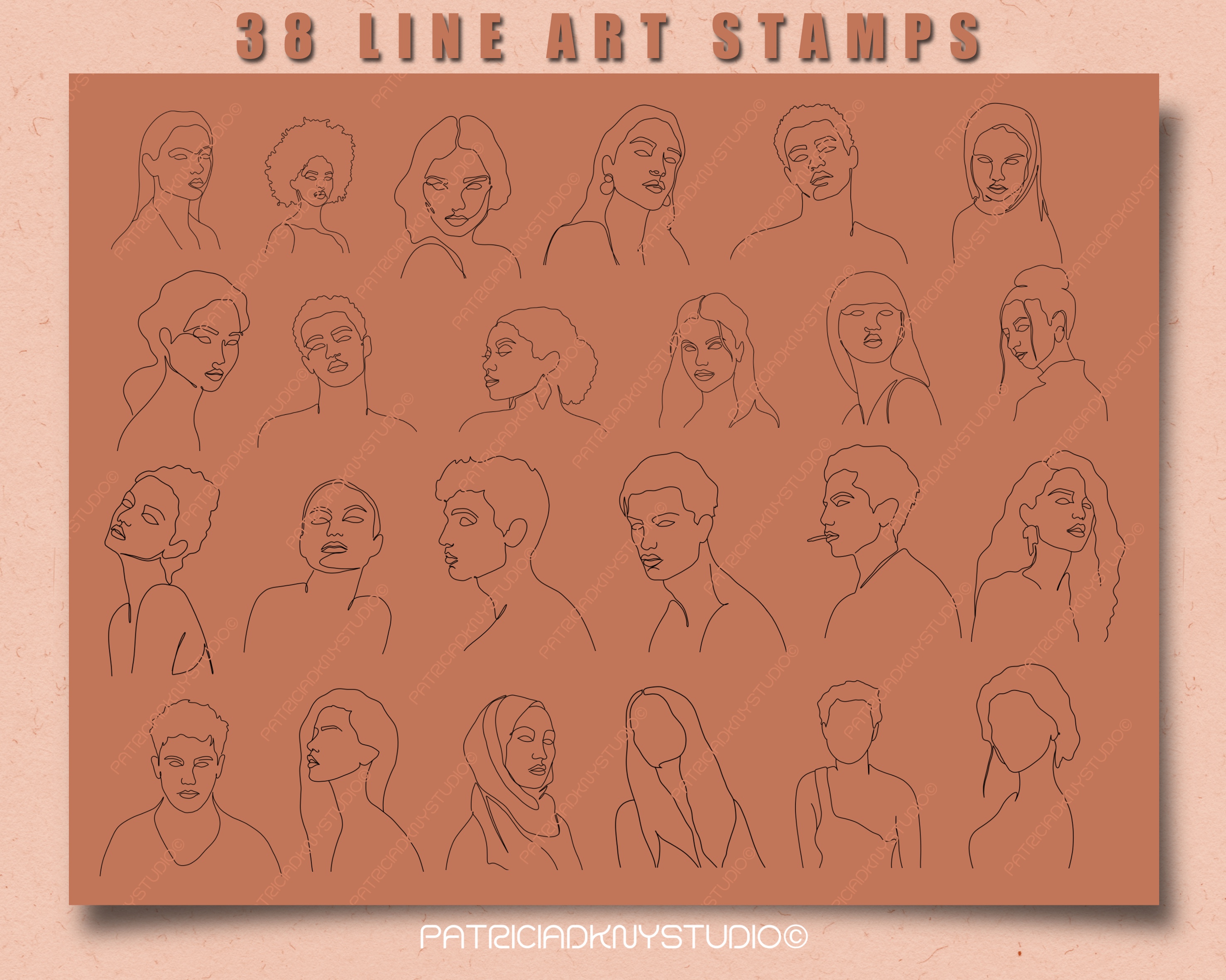 Procreate Single Line Portrait Brushes