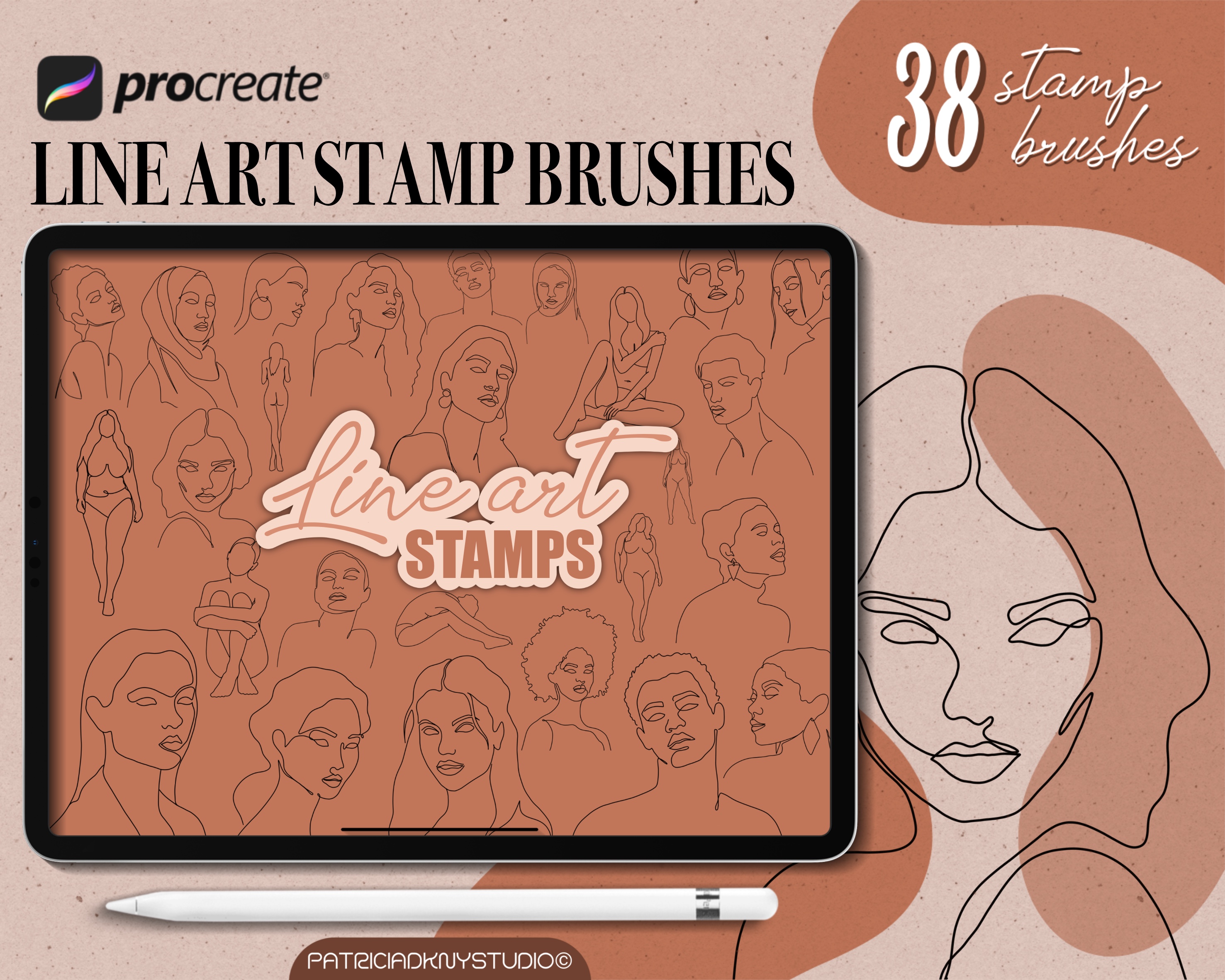 Procreate Single Line Portrait Brushes