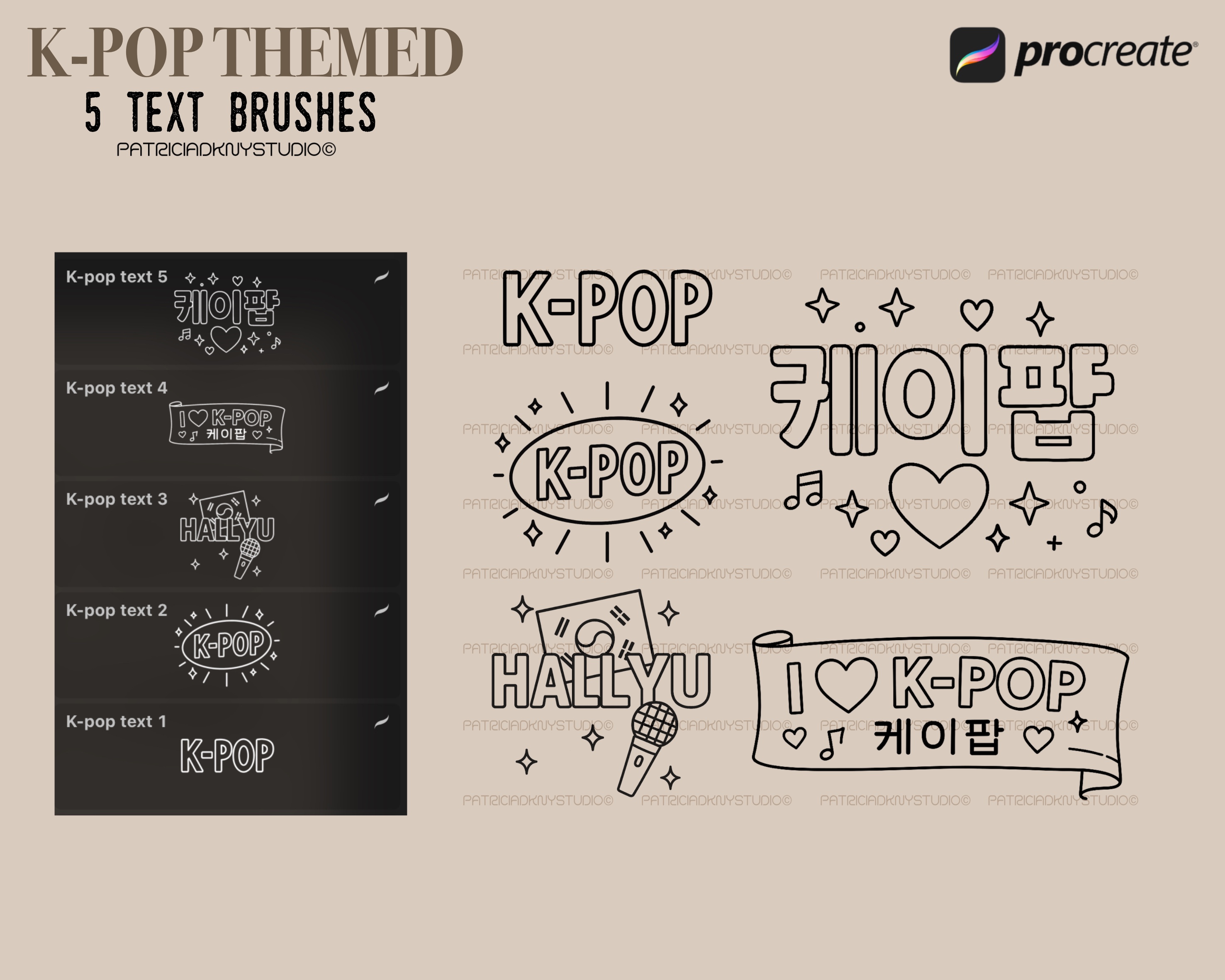 Procreate K-pop music themed Brushes