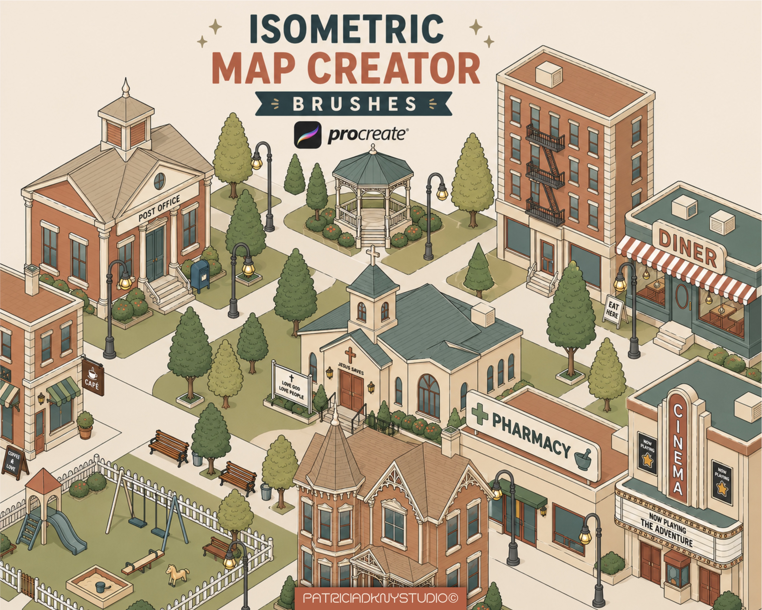 Procreate Isometric Map Creator Brushes