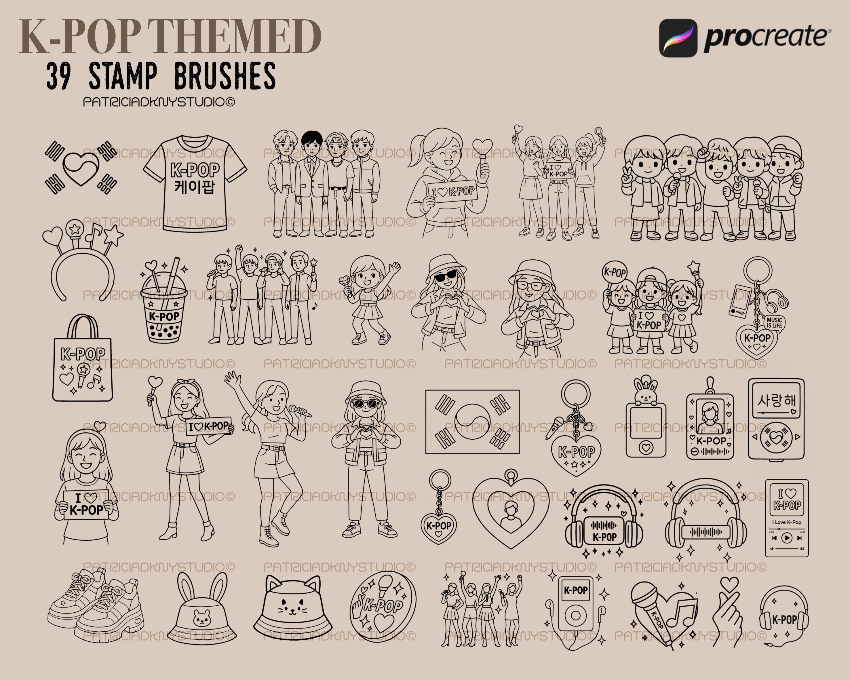Procreate K-pop music themed Brushes
