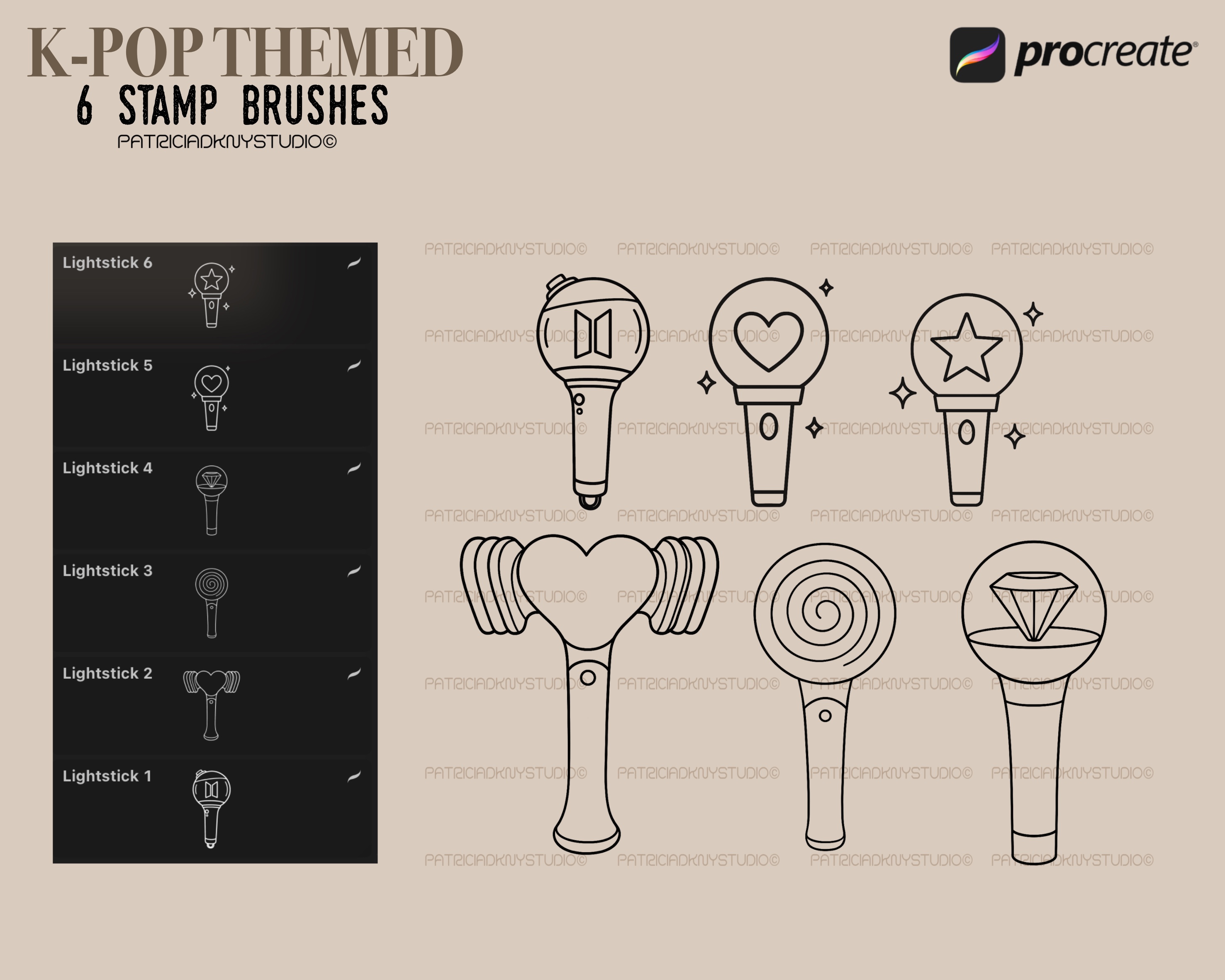 Procreate K-pop music themed Brushes