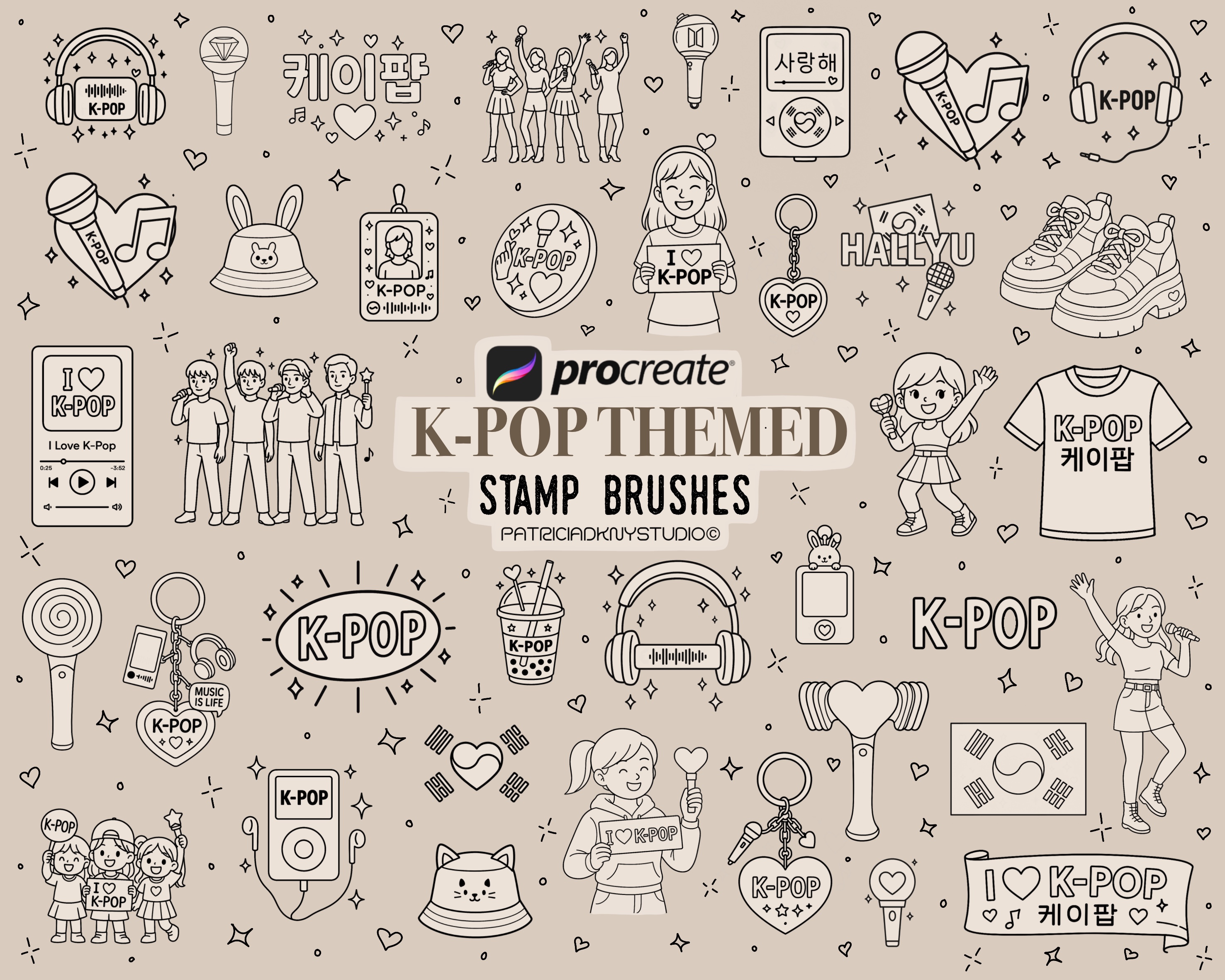 Procreate K-pop music themed Brushes