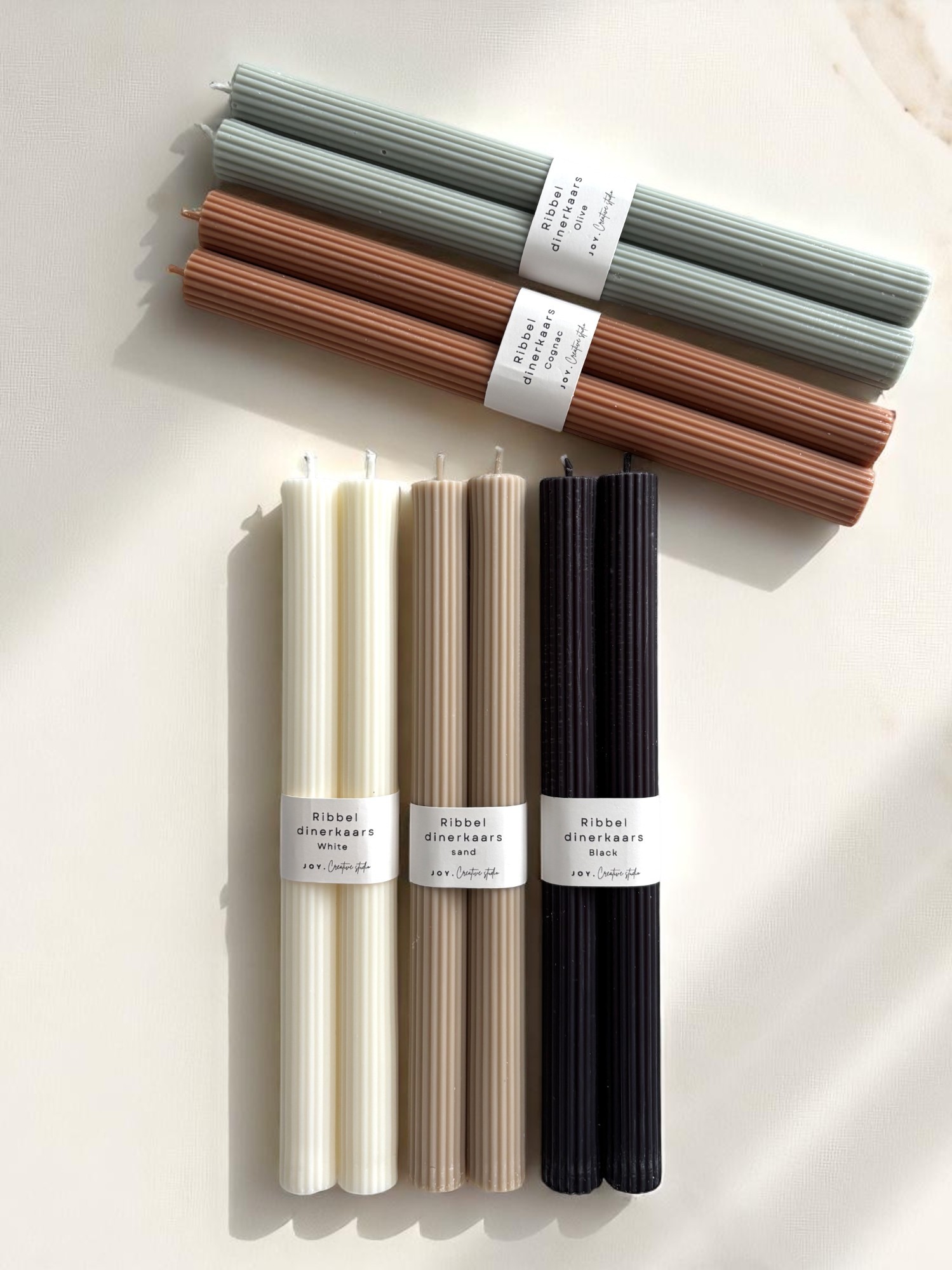 Geribbelde dinerkaarsen set van 2
