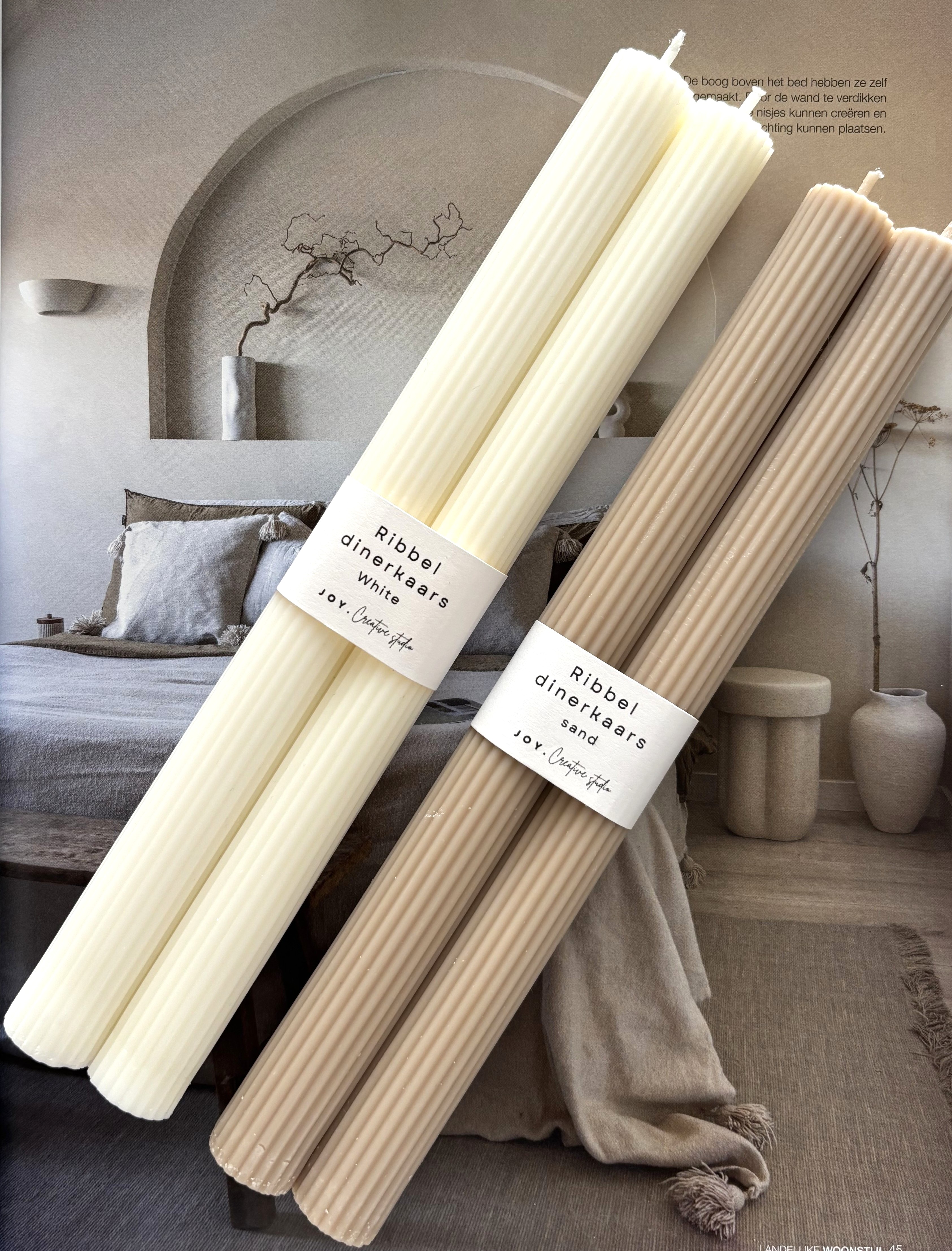 Geribbelde dinerkaarsen set van 2