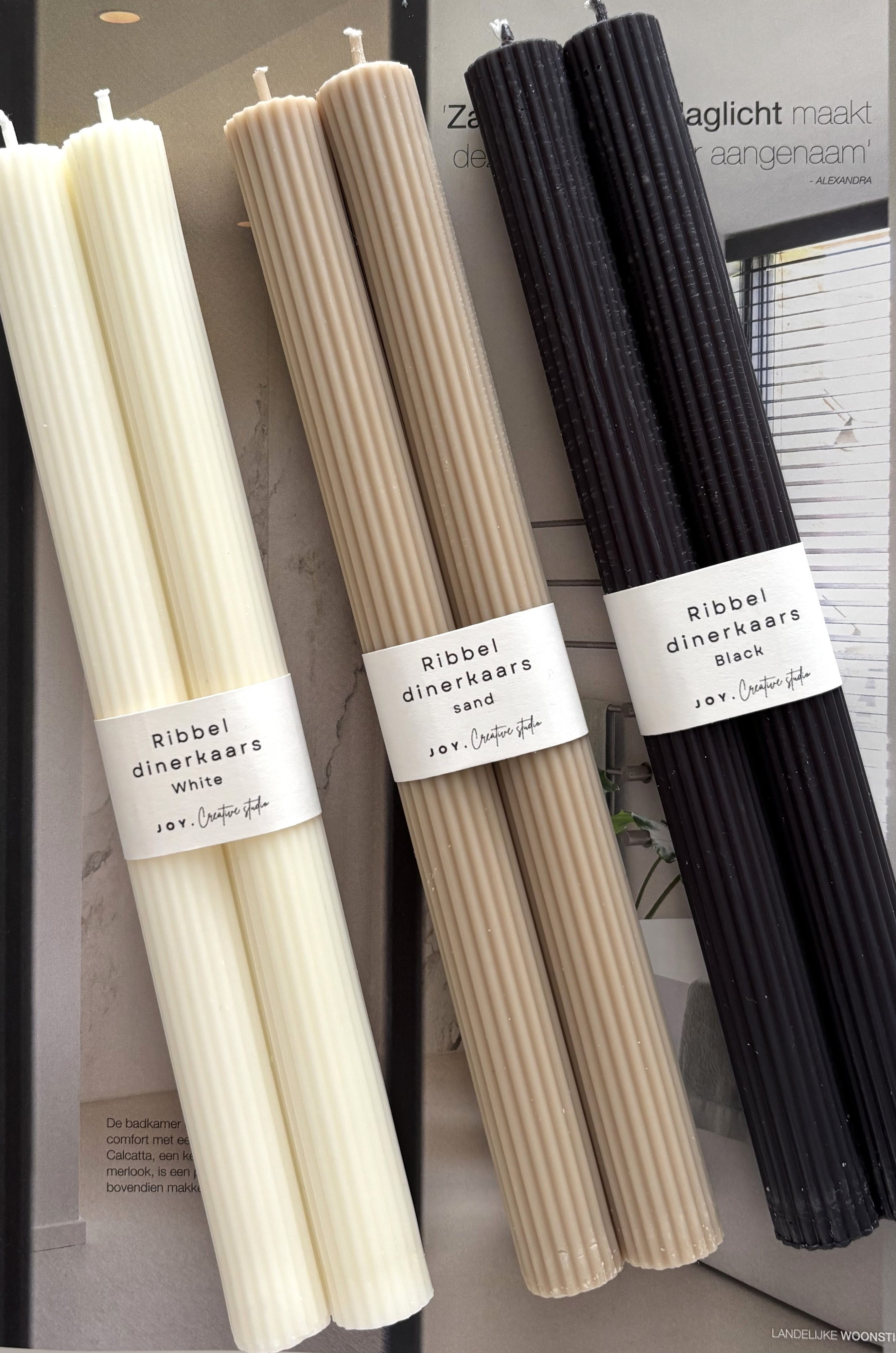 Geribbelde dinerkaarsen set van 2