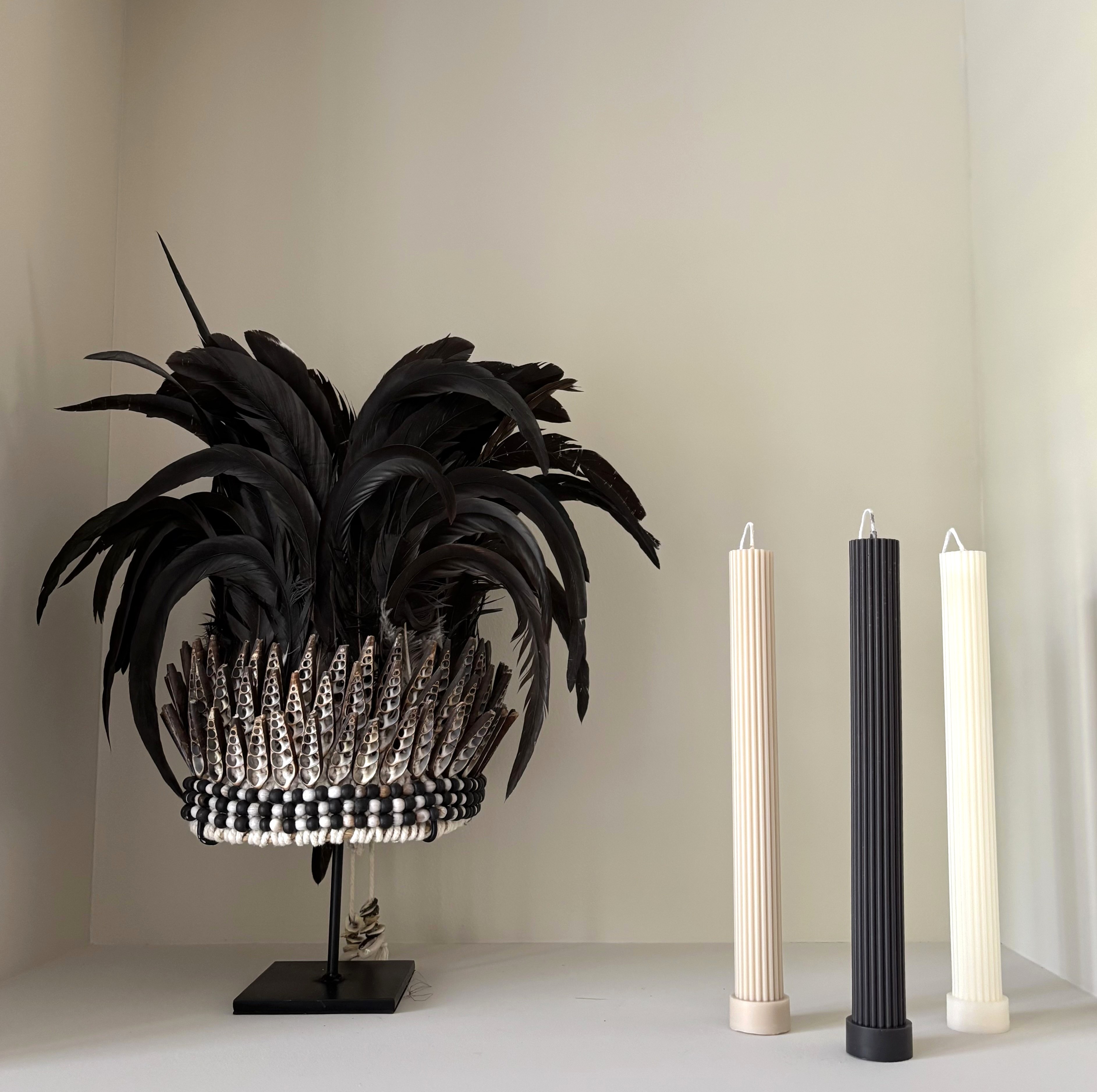 Geribbelde dinerkaarsen met voet