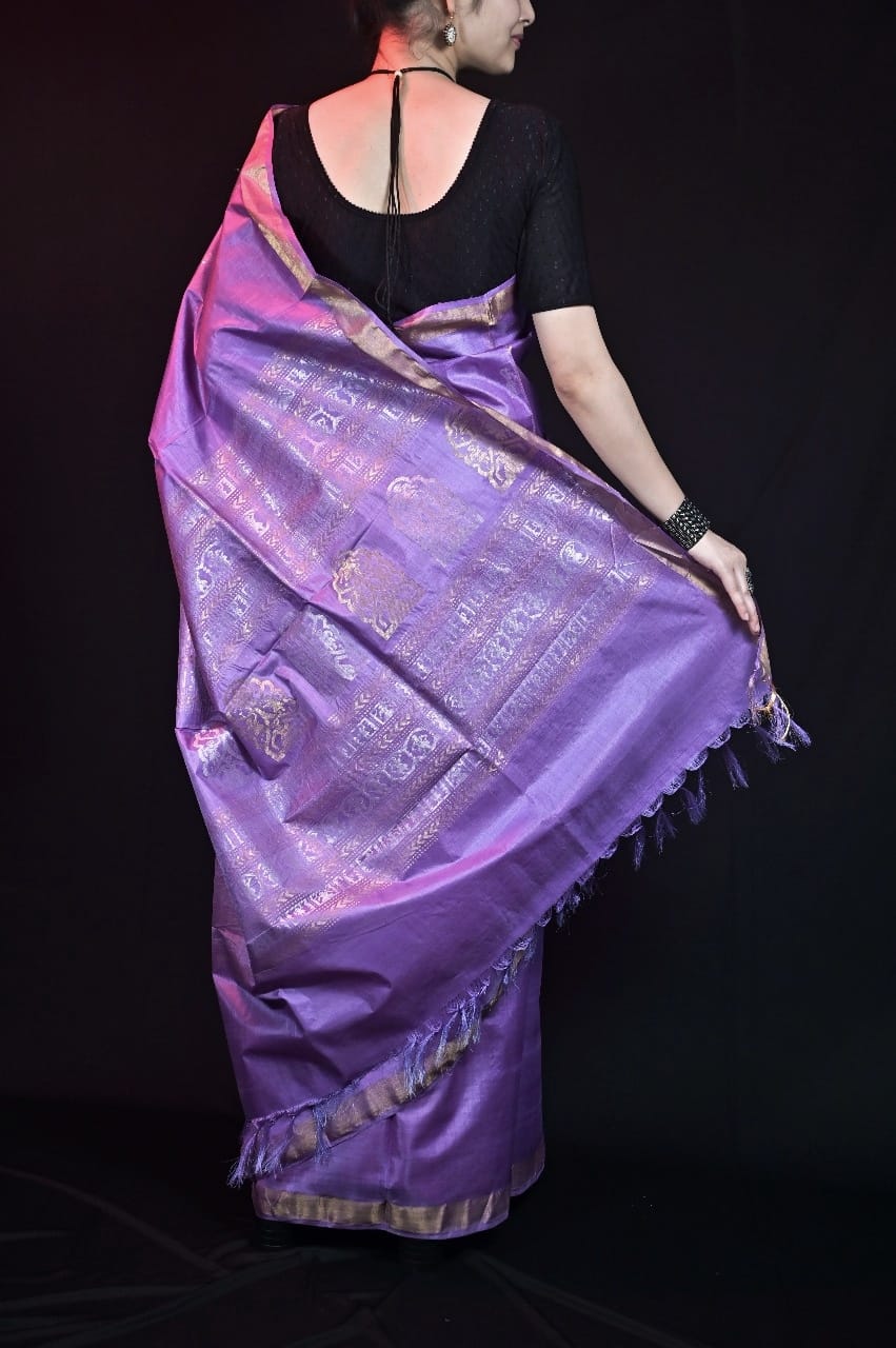 Purple Tussar Silk Saree