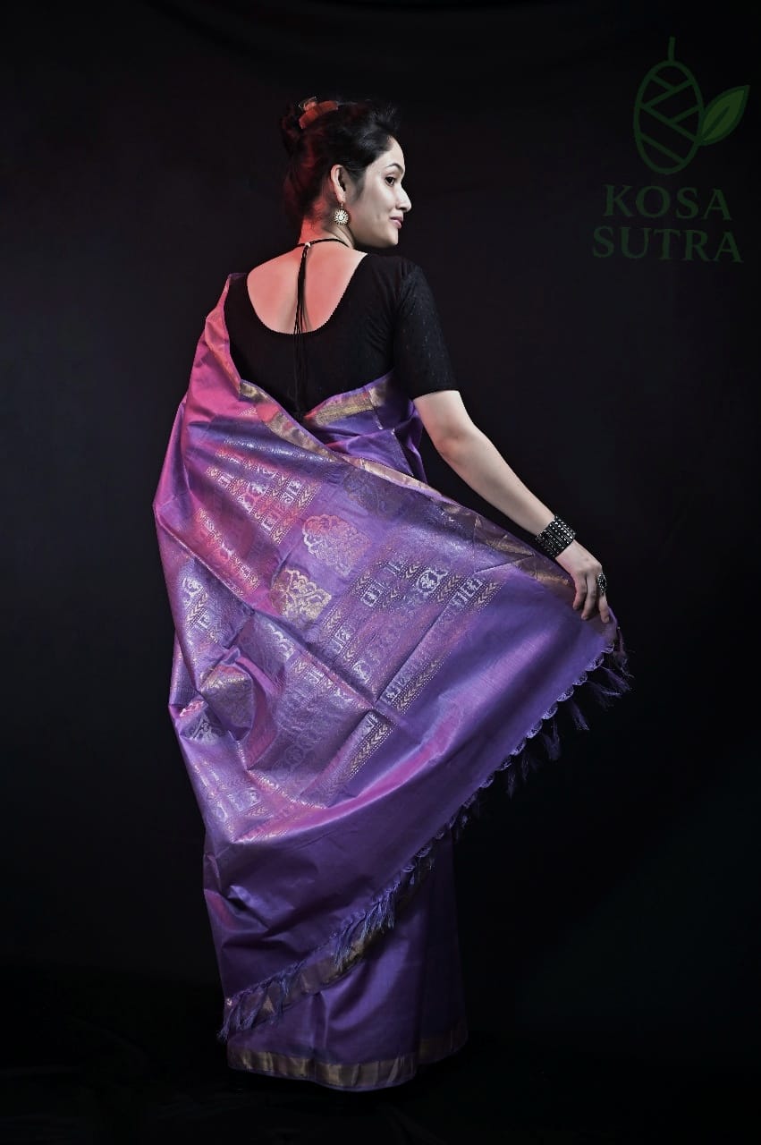 Purple Tussar Silk Saree