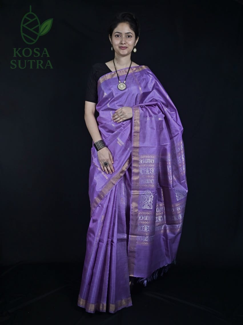 Purple Tussar Silk Saree