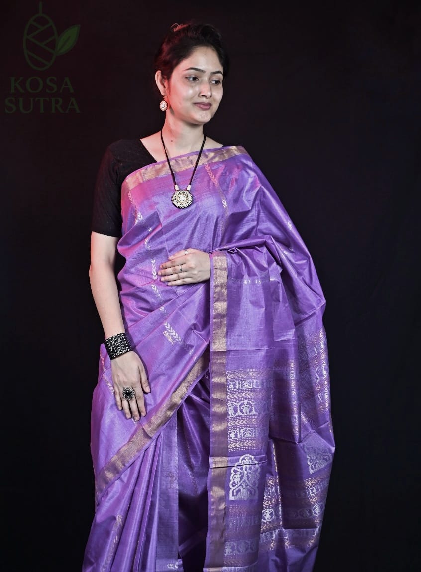 Purple Tussar Silk Saree